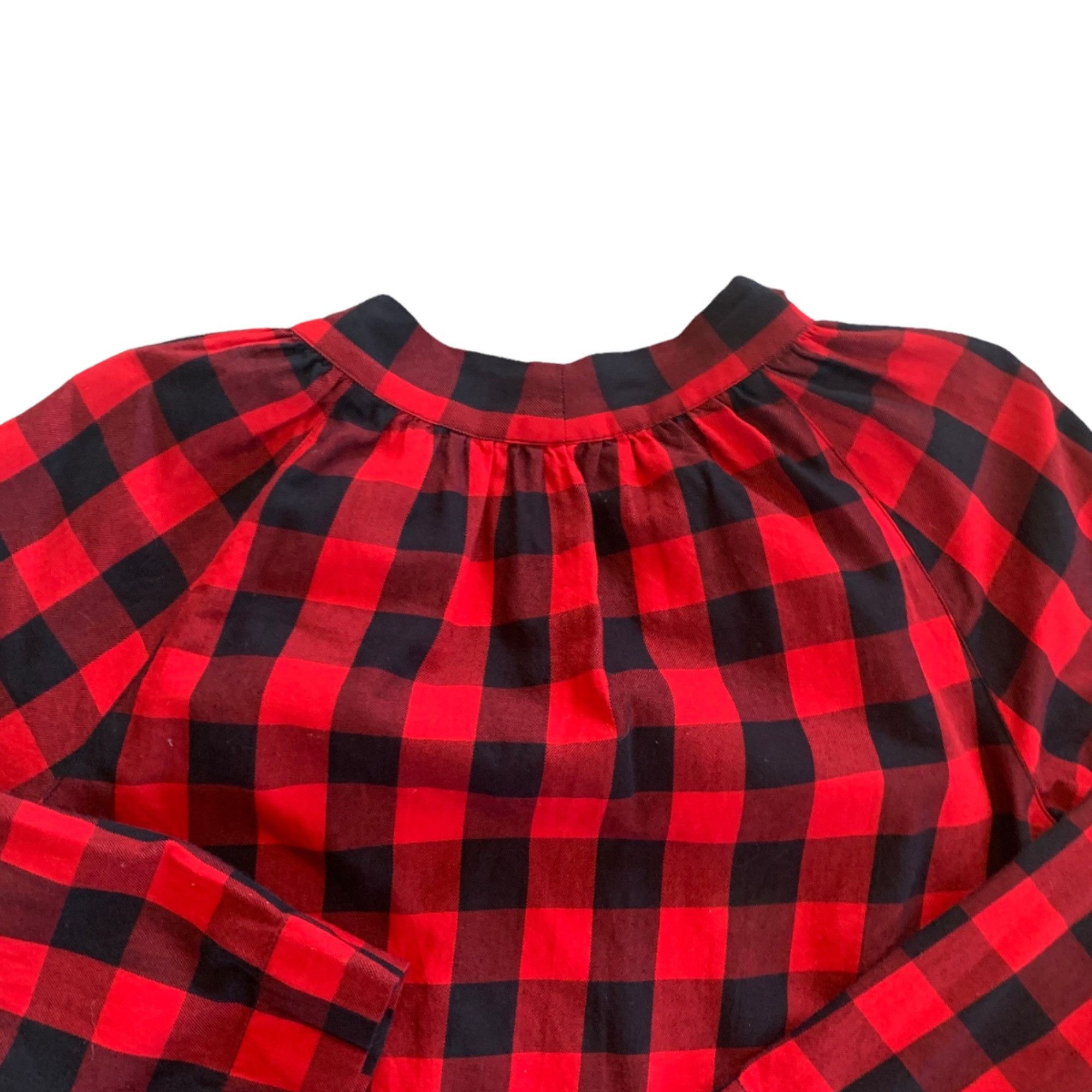 Madewell Madewell Buffalo Checked Tie Neck Red & Black Top XS Size XS / US 0-2 / IT 36-38 - 6 Thumbnail