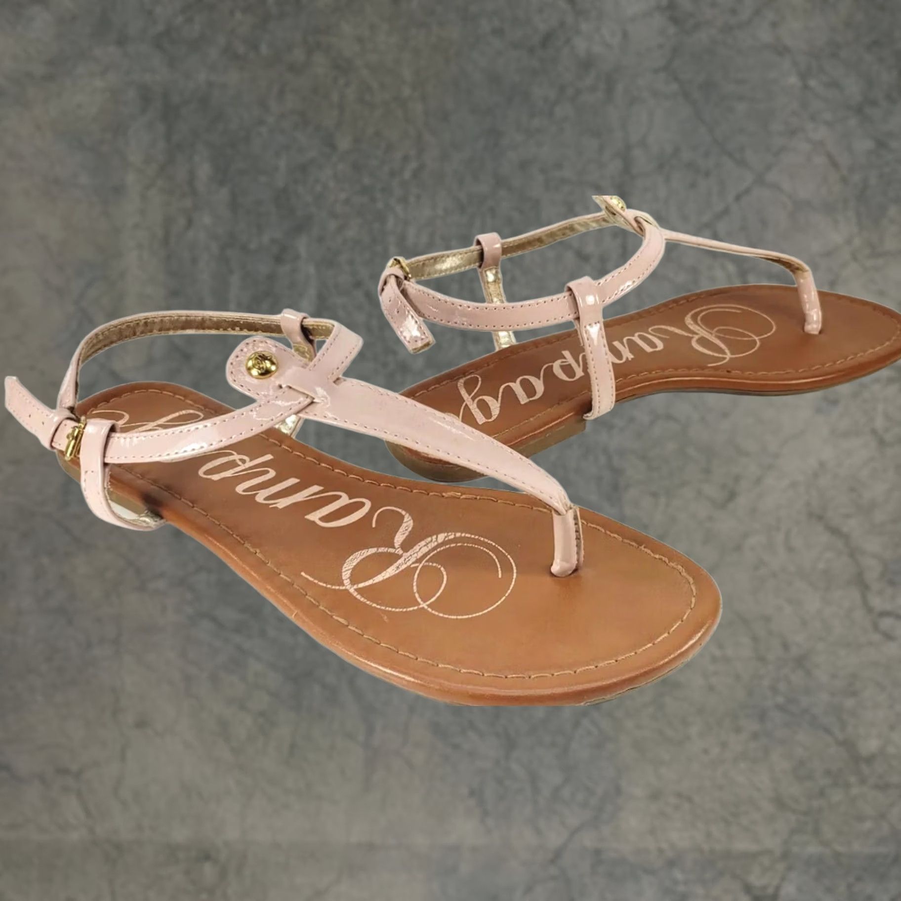 Vintage Rampage Peshmina T-strap Flat Sandals Pink 8.5M Women Sandal Casual with Gold Buckle Ornament Strap Size US 9 / IT 39 - 1 Thumbnail