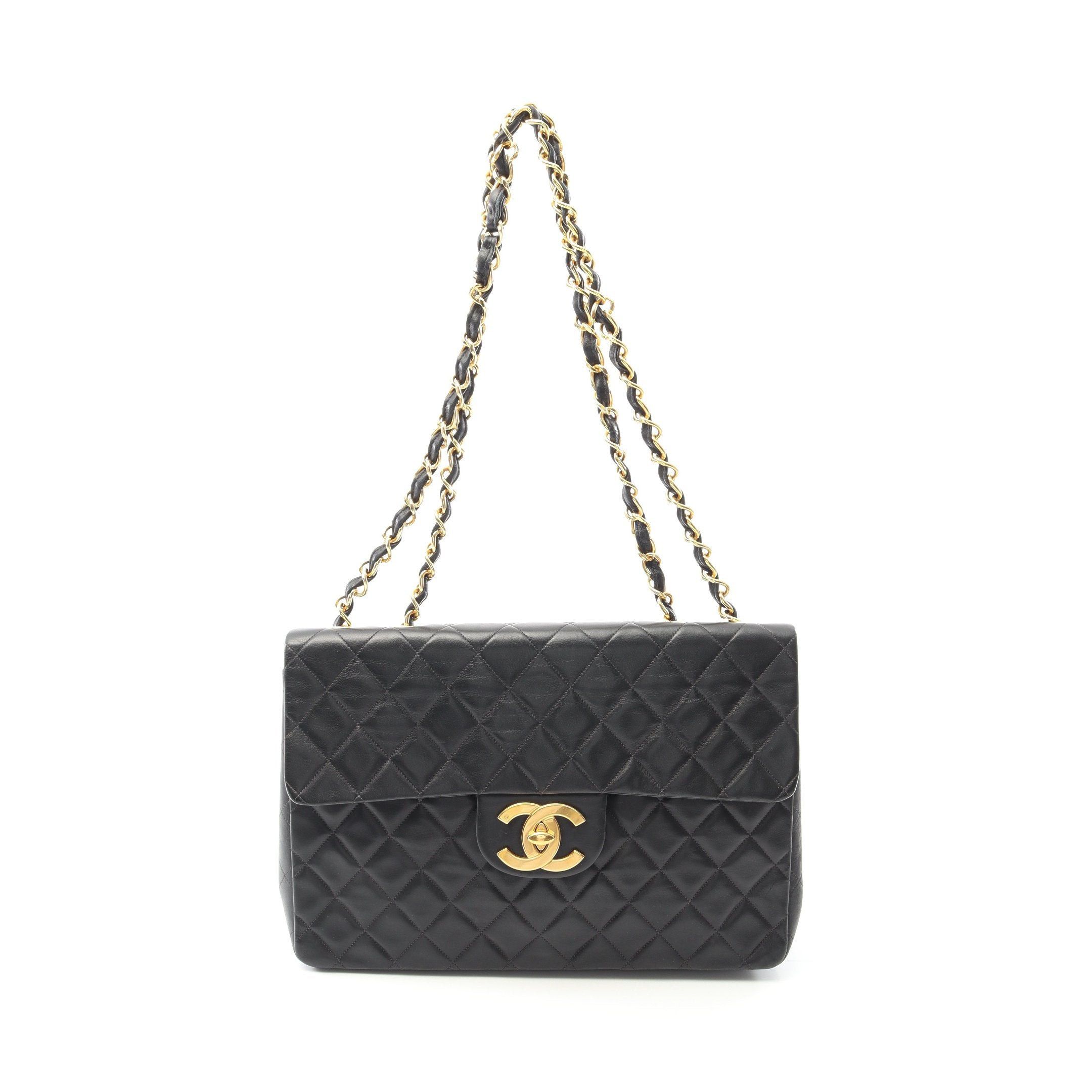 Chanel Chanel Decamatlassé 34 Double Chain Shoulder Bag Lambskin Black Gold Hardware Size ONE SIZE - 1 Thumbnail