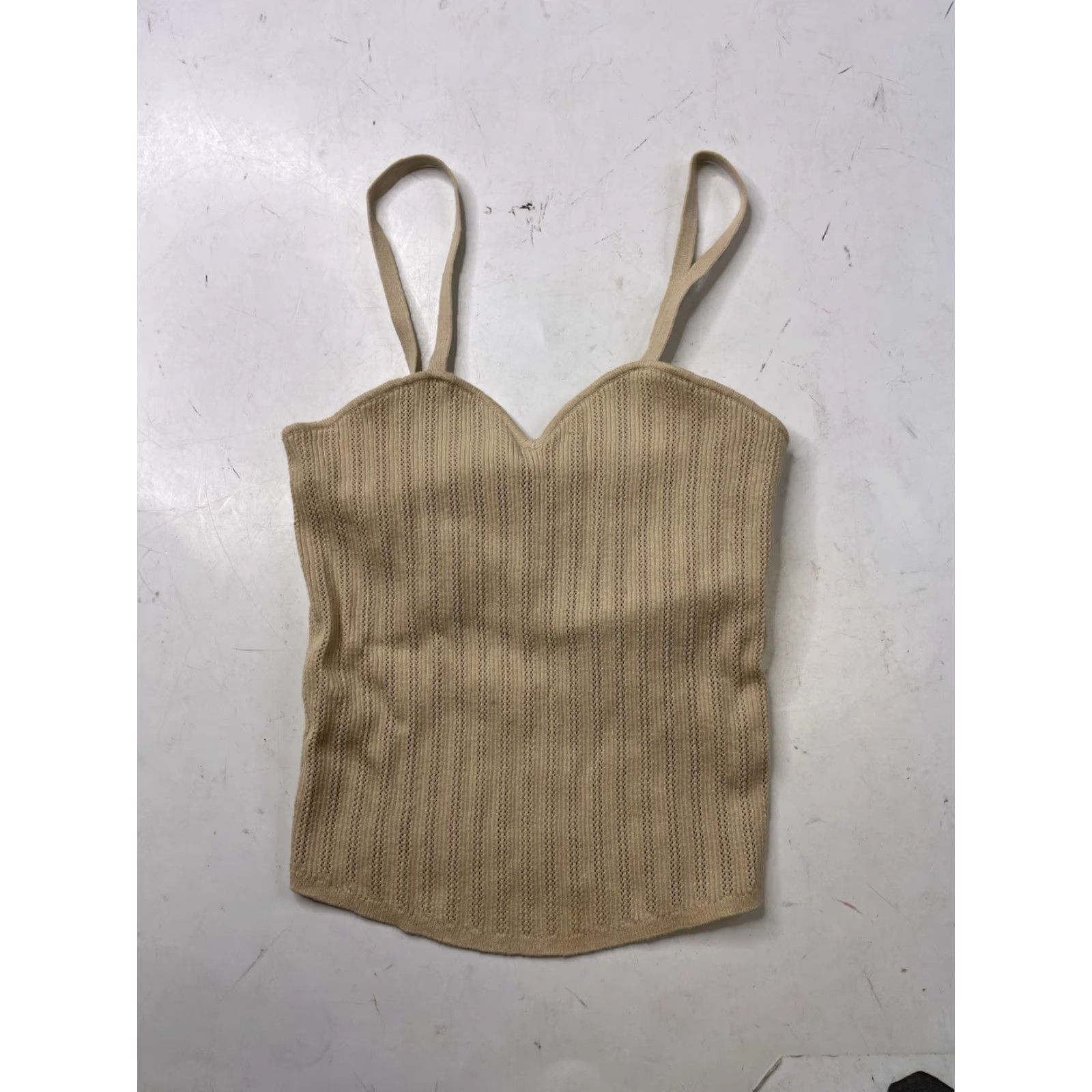 Alice + Olivia Alice + Olivia tank Ribbed Knit Stretch Crop Beige XS women Viscose Crop Tank Shirt Size XS / US 0-2 / IT 36-38 - 2 Thumbnail