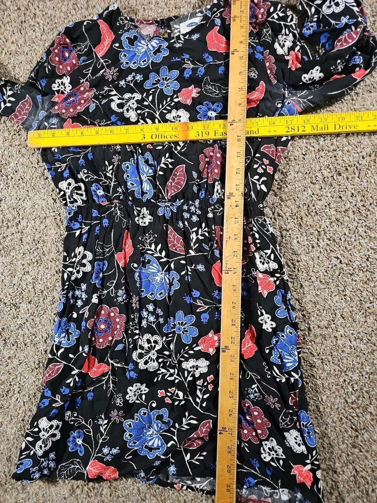Old Navy Old Navy Tunic Shirt Dress Black Floral Lightweight Flowy M Size M / US 6-8 / IT 42-44 - 4 Thumbnail