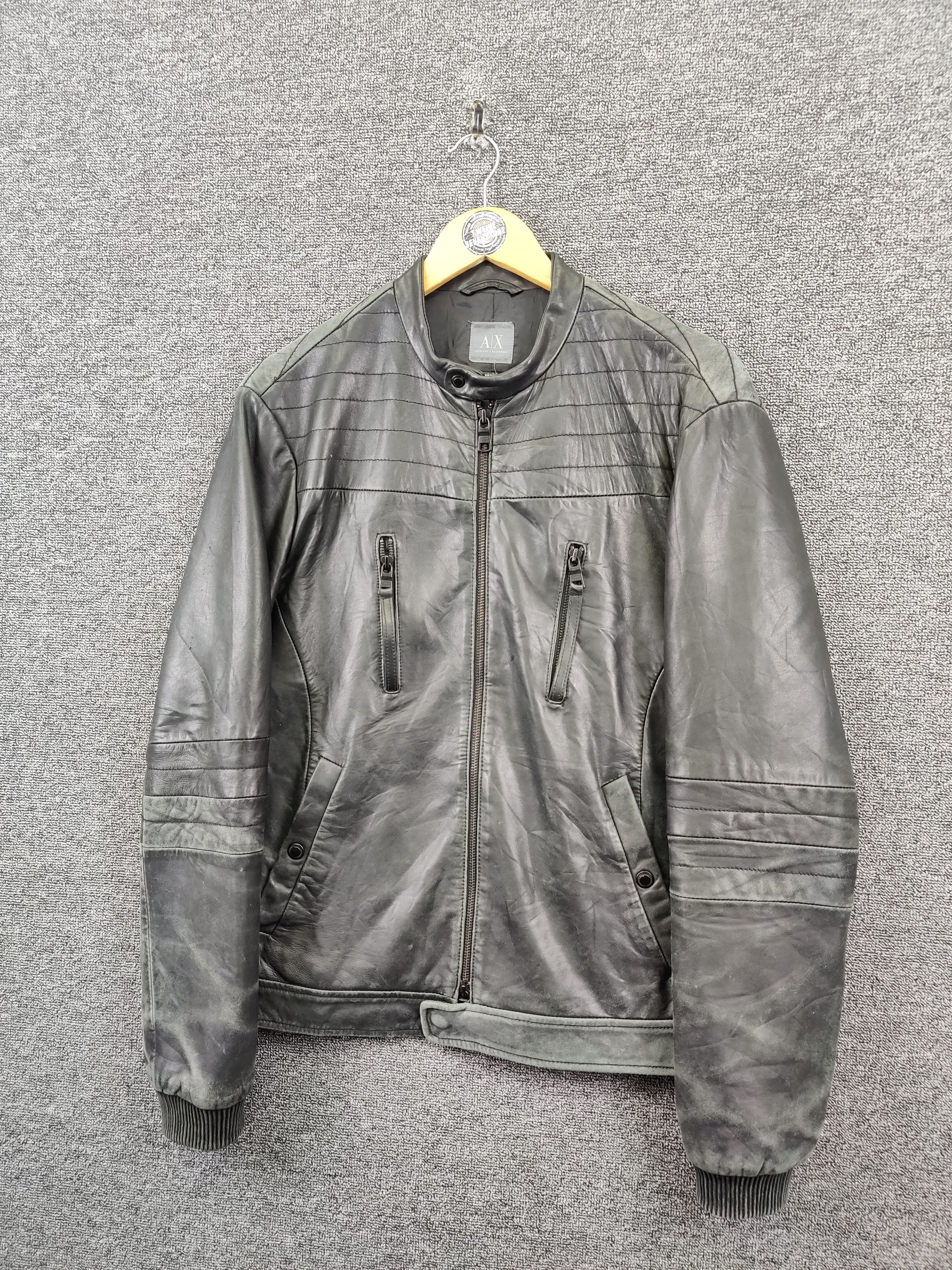 Armani Exchange Vintage Armani Exchange Leather Motorcycle Jacket Size US M / EU 48-50 / 2 - 2 Thumbnail
