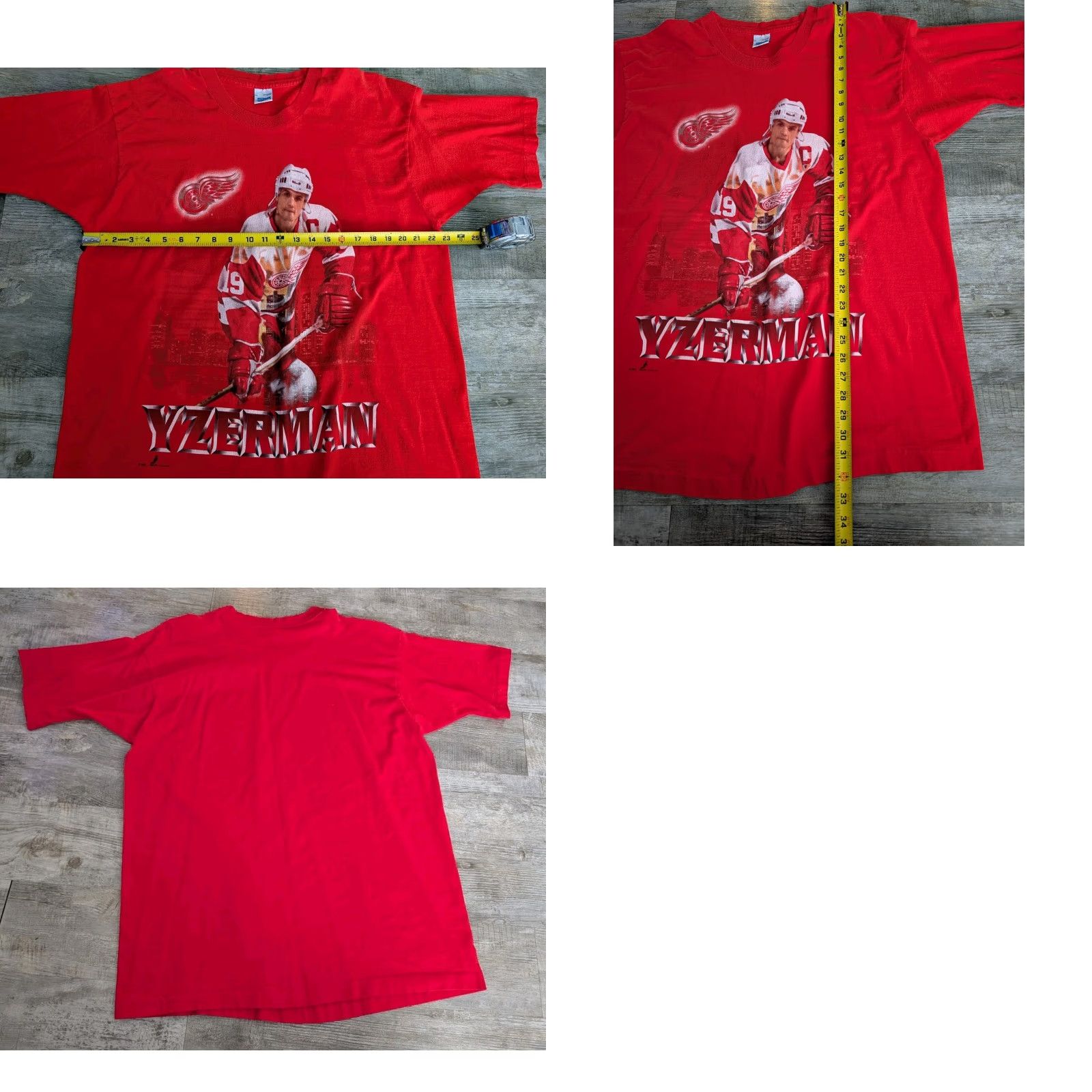 Salem Sportswear VINTAGE 90s Steve Yzerman Detroit Red Wings Salem Sportswear Tee Shirt XL Red USA Graphic Print Short Sleeve Crew Neck Single Stitch Men Size US XL / EU 56 / 4 - 8 Thumbnail