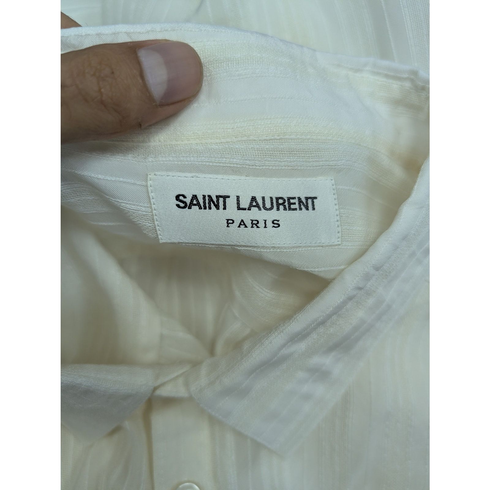 Saint Laurent Paris o1rshd1 Chemise Tunique Patte Polo Cup 9601 Shirt in Ivory Size US XL / EU 56 / 4 - 12 Thumbnail