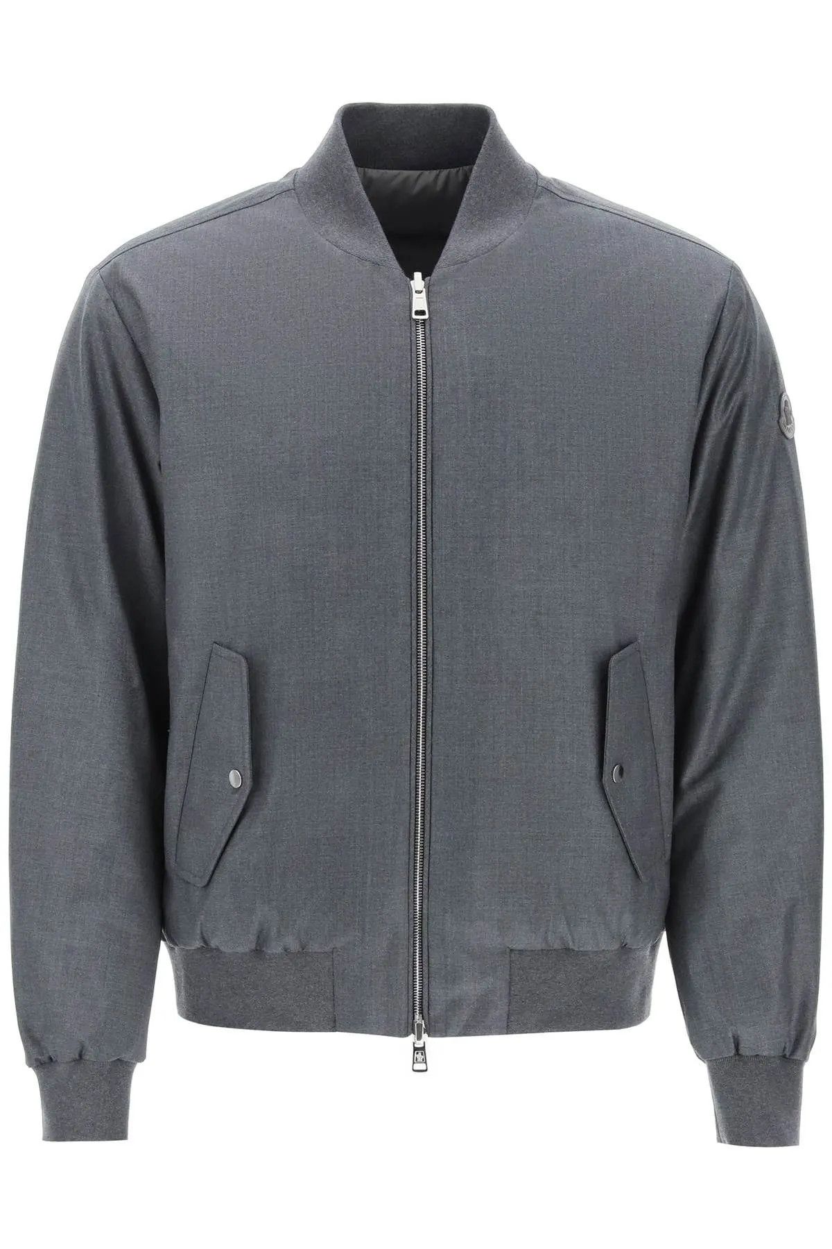 image of Moncler O1S22I1N0324 Ell Reversible Aver Bomber Jacket In Grey, Men's (Size Medium)