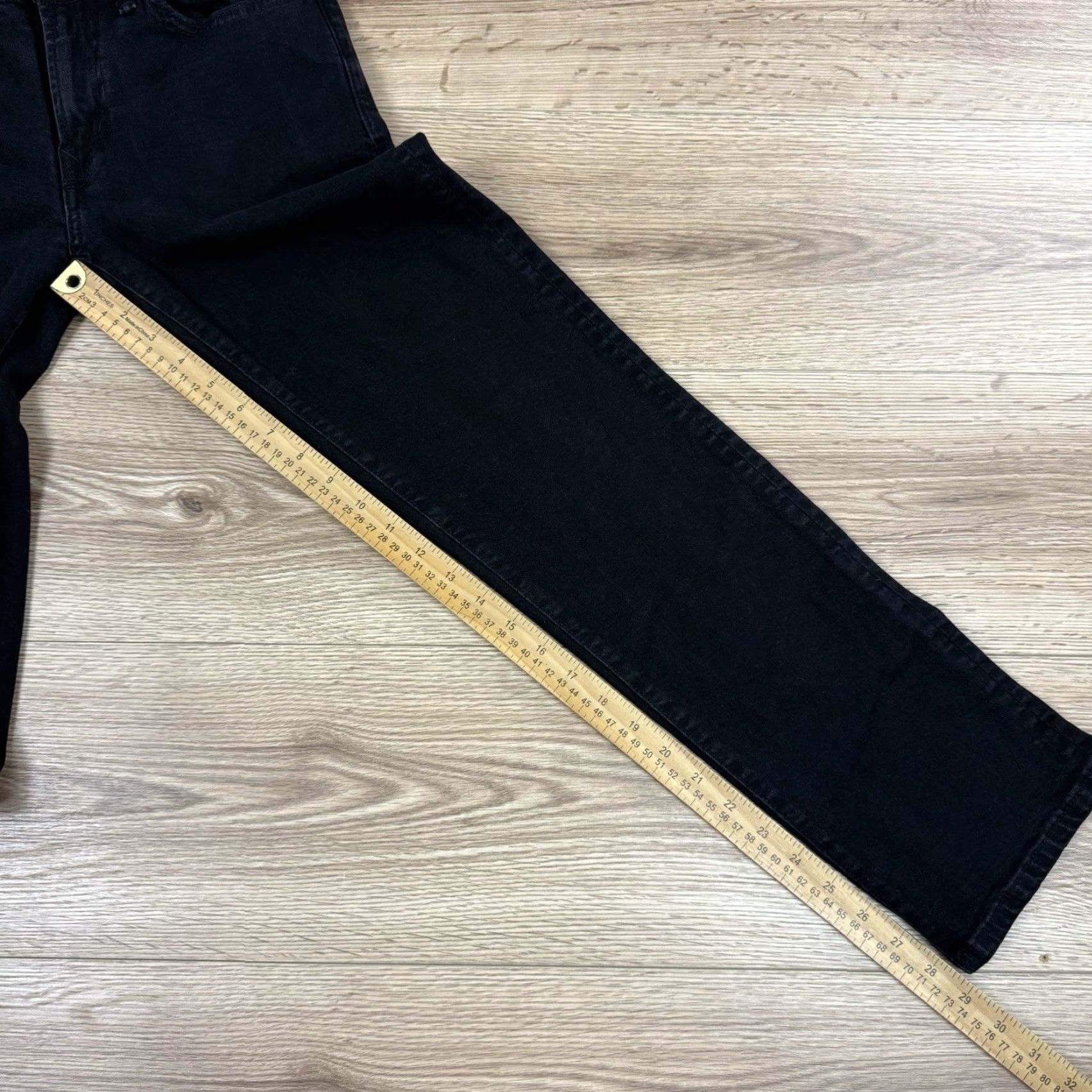 American Eagle Outfitters American Eagle Mens Slim Straight Jeans Black Denim 29x30 AirFlex Slimming 8-10 Rise Jeans Black Leather Patch? Size US 29 - 6 Thumbnail