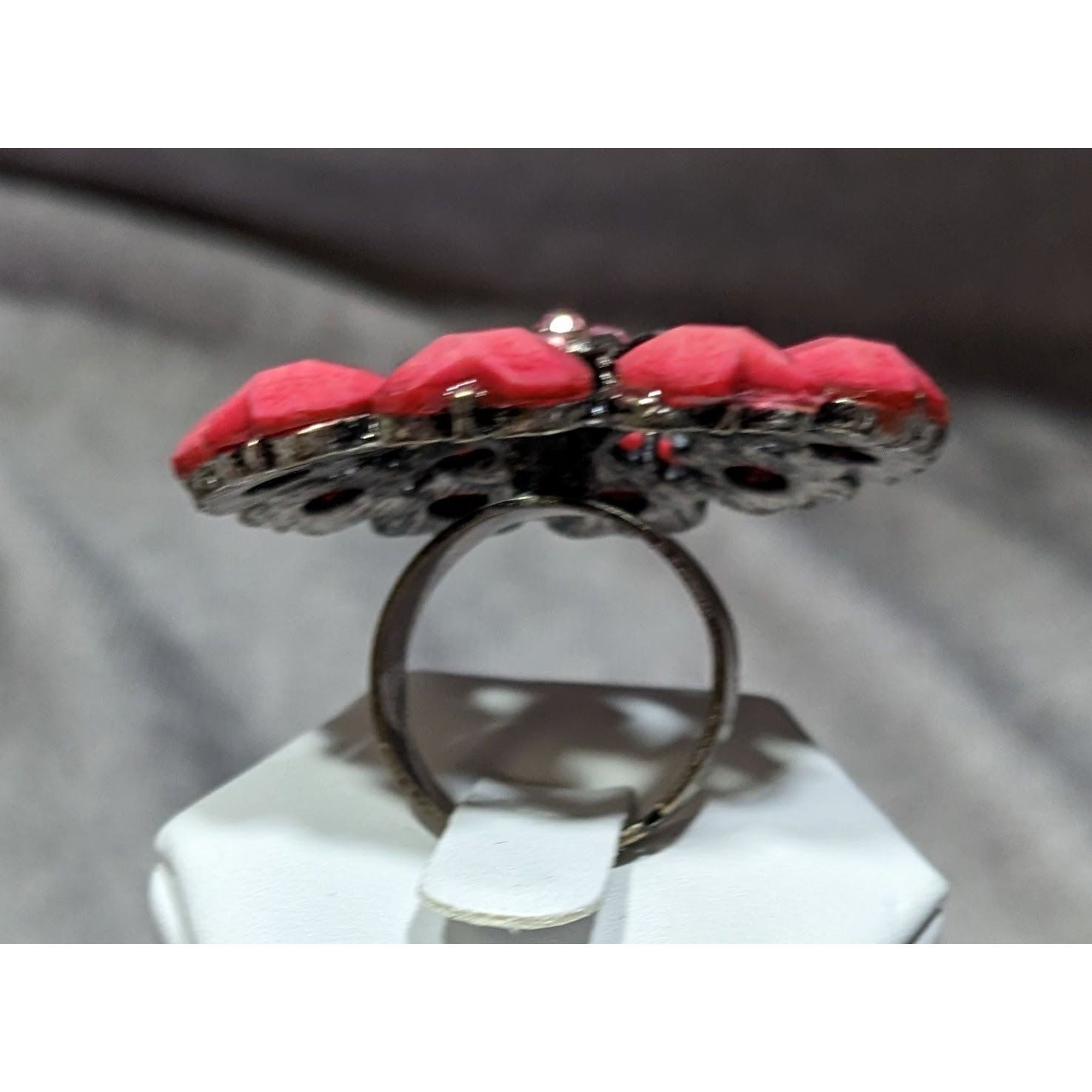 Other Coquette Floral Heart Pink And Silver Tone Adjustable Ring S Size ONE SIZE - 8 Thumbnail