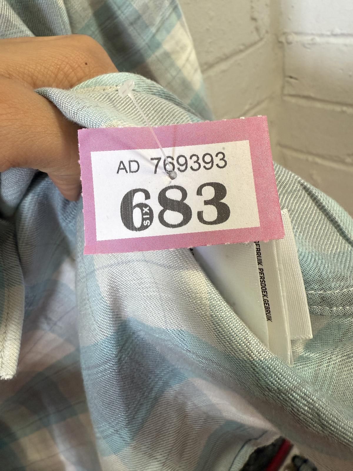 Designer P-684 Light Blue Plaid Button-Up Shirt Size US S / EU 44-46 / 1 - 3 Thumbnail