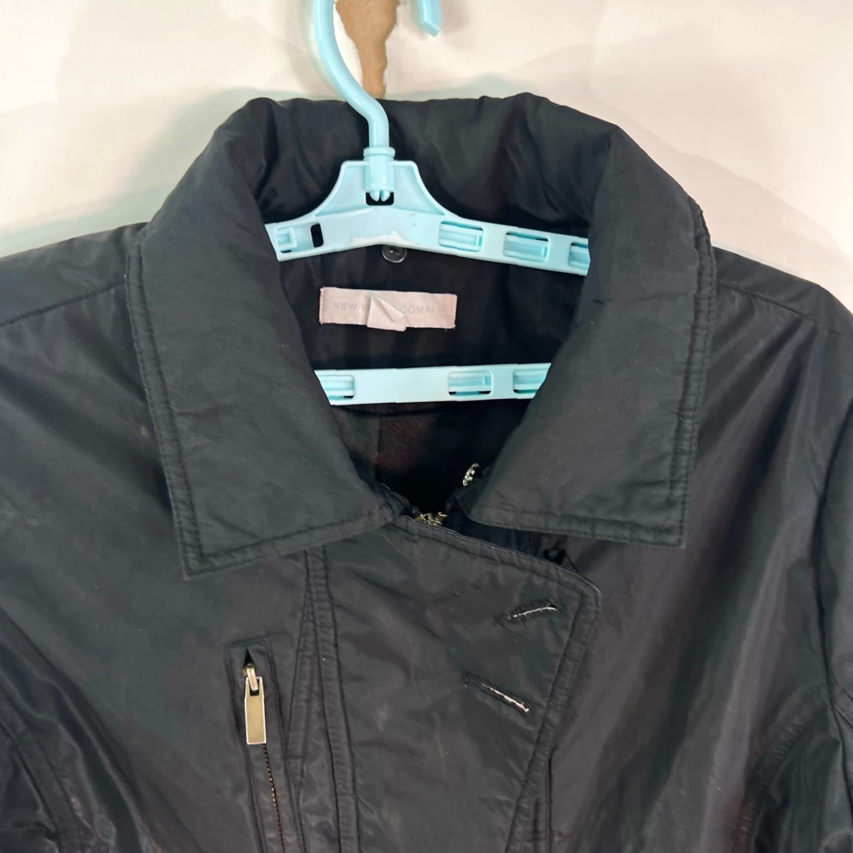 Vintage NYC Jacket Women XL Black Shine 90s Insulated Lined Zip Womens Size XL / US 12-14 / IT 48-50 - 2 Thumbnail