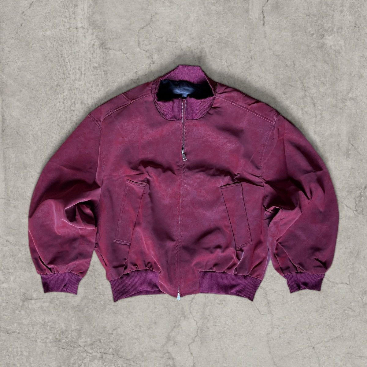 Japanese Brand Cool military zip up bomber jacket in burgundy red. Size L Size US L / EU 52-54 / 3 - 1 Thumbnail