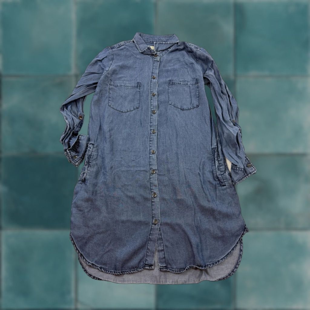Vintage VINTAGE? No. Thread + Supply Dress Womens Small Blue Chambray Button Front Shirt Pockets Size S / US 4 / IT 40 - 1 Thumbnail