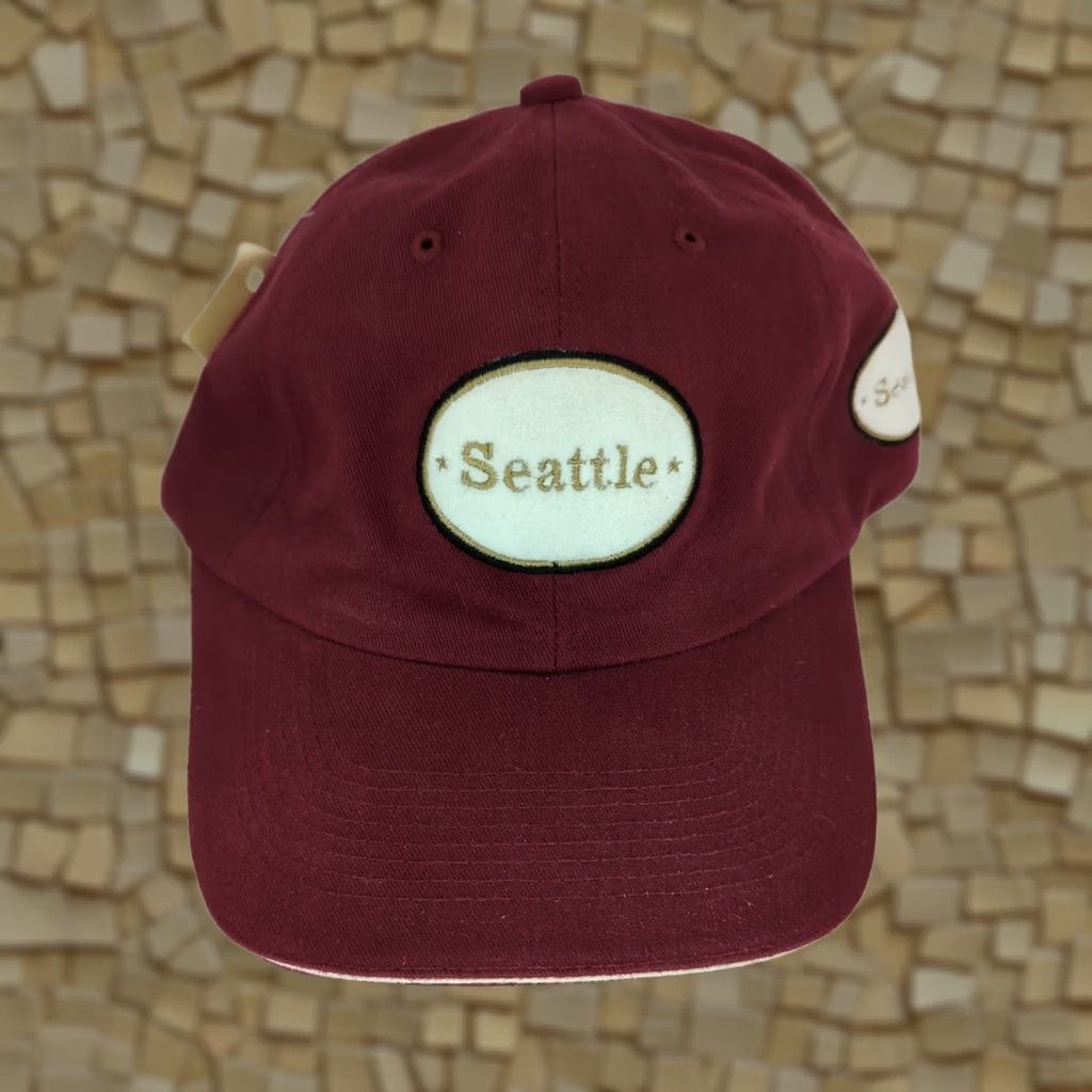 Vintage Seattle Baseball Hat Sandwich Cap Adjustable Strapback Burgundy Red Men Baseball Cap Classic Solid Cotton Knit Cap Adjustable Men’s Red Seattle Hat Size ONE SIZE - 1 Thumbnail