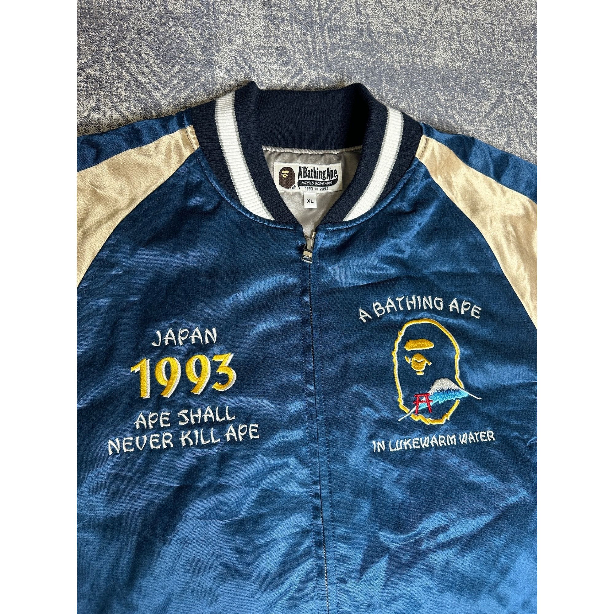 Bape A BATHING APE Japan Souvenir Varsity Bomber Jacket Size US XL / EU 56 / 4 - 3 Thumbnail