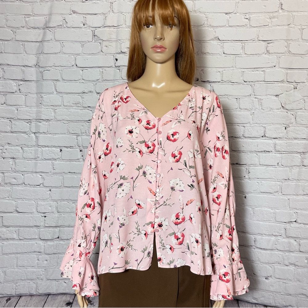 Sanctuary Sanctuary Posey Bell-Sleeve Floral Blouse Size L Size L / US 10 / IT 46 - 2 Thumbnail