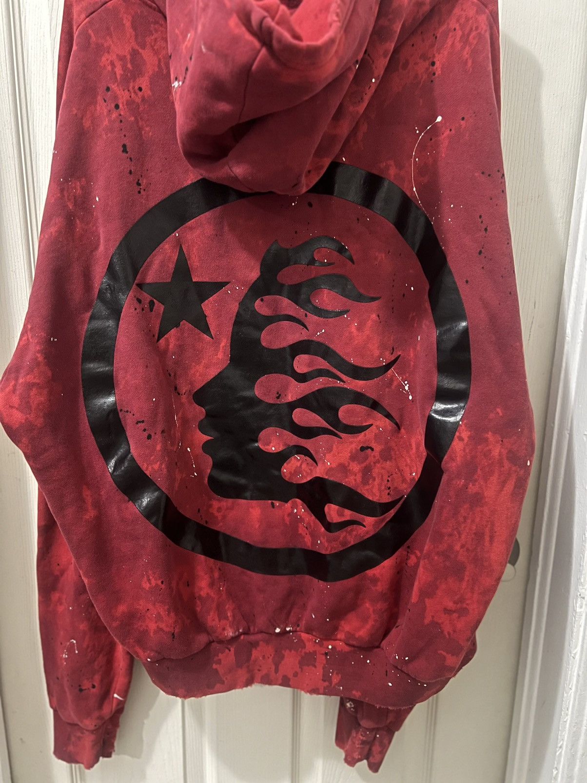 image of Hellstar Tye Dye Skull Hoodie in Red, Men's (Size Large)