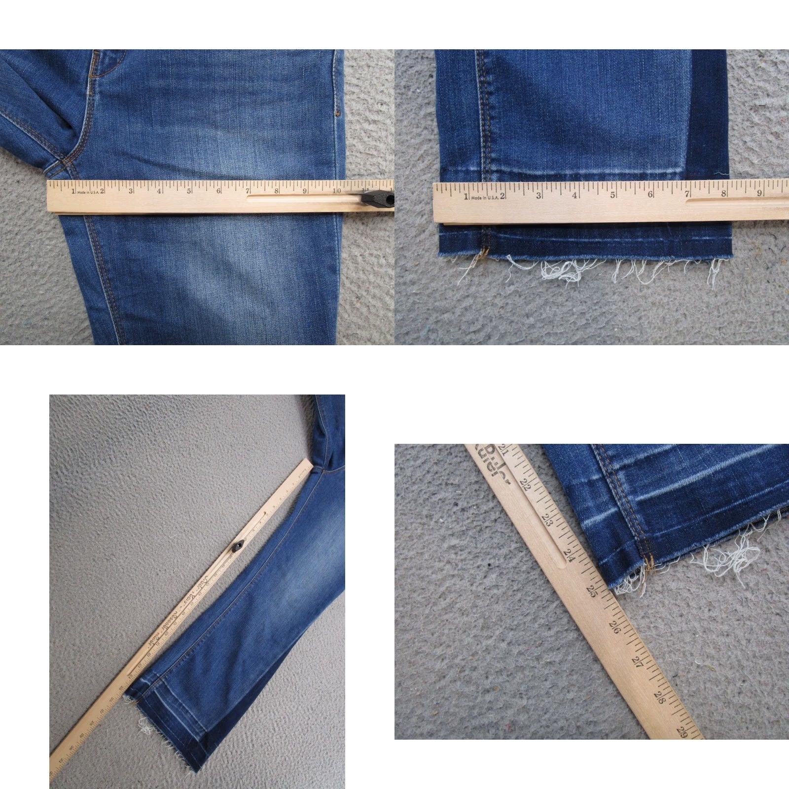 Denime Unpublished Denim Jeans Women's Size 30 2 Tone Blue Stretch Raw Hem 5-Pocket Straight Regular Denim Size 30" / US 8 / IT 44 - 8 Thumbnail