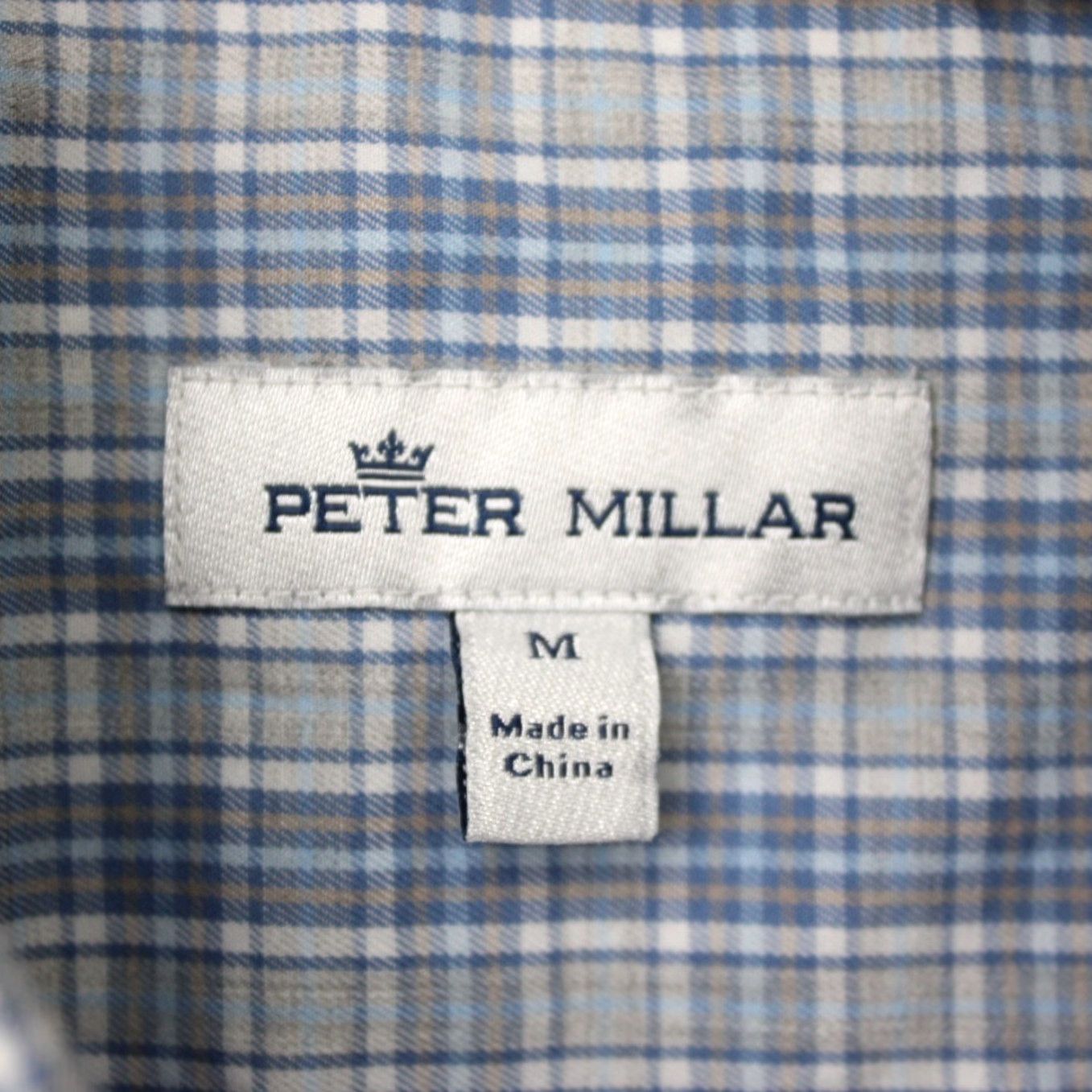 Peter Millar Peter Millar Crown Sport Shirt Mens Medium Blue Plaid Cotton Blend Button-Up L/S Casual Weave Stretch Size US M / EU 48-50 / 2 - 5 Thumbnail