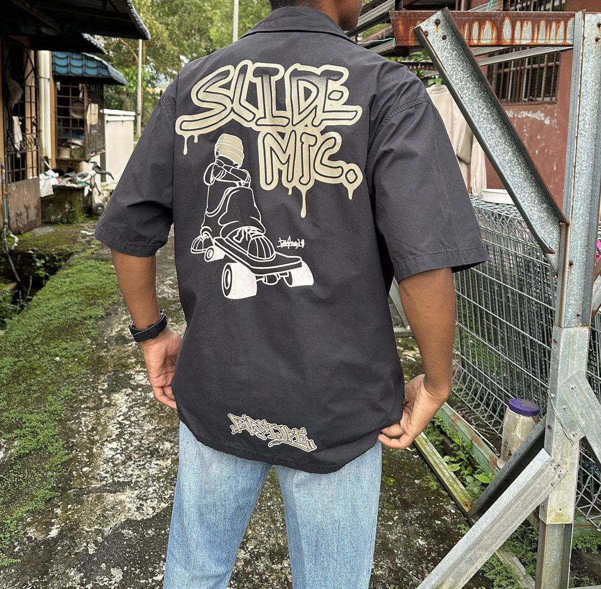 Vintage 🛹Vintage Dack Dive “SLIDE MIC” Baggy SKATE Shirt Size US L / EU 52-54 / 3 - 1 Thumbnail