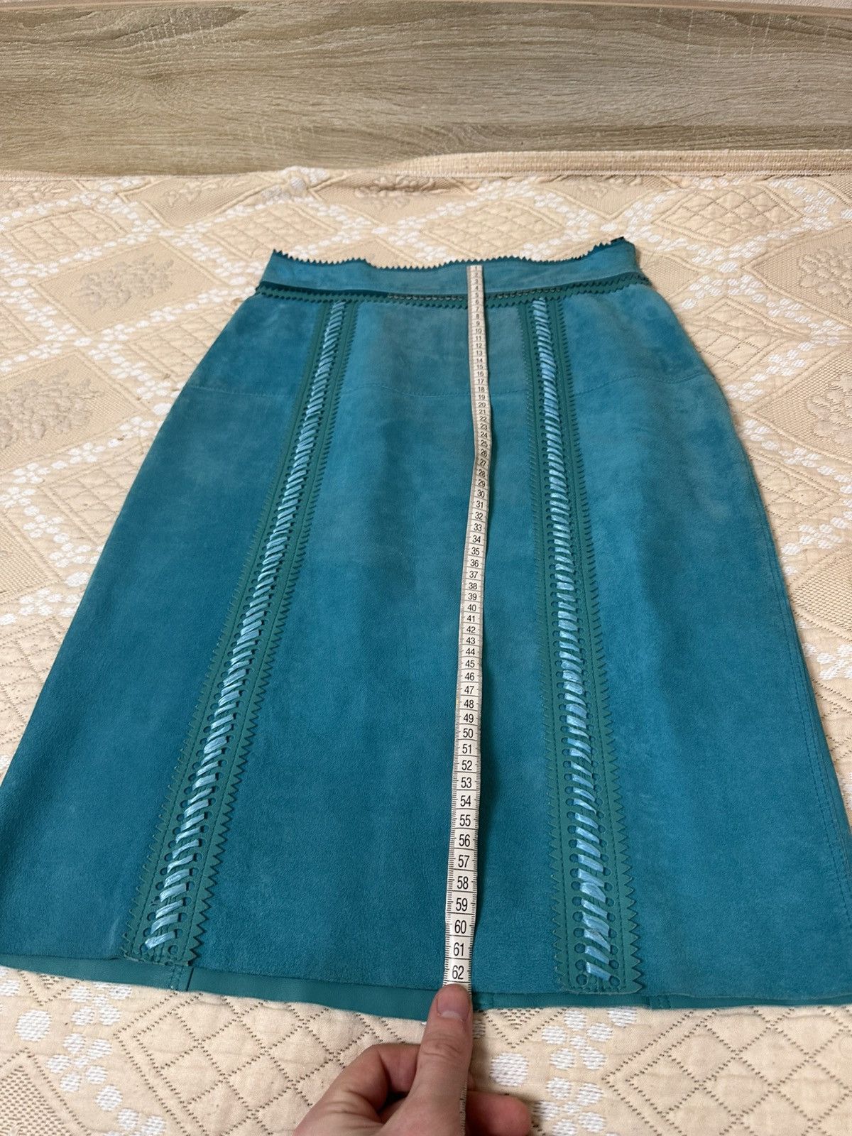 Burberry Prorsum 🔥 Burberry Prorsum Suede Lambskin Leather Pencil Skirt Blue Size 28" / US 6 / IT 42 - 14 Thumbnail
