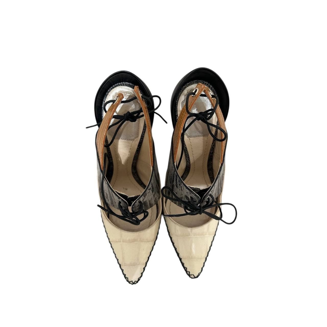 Dior Dior Nomade FW16 Crocodile-Embossed Leather Heels 38 Size US 7 / IT 37 - 3 Thumbnail