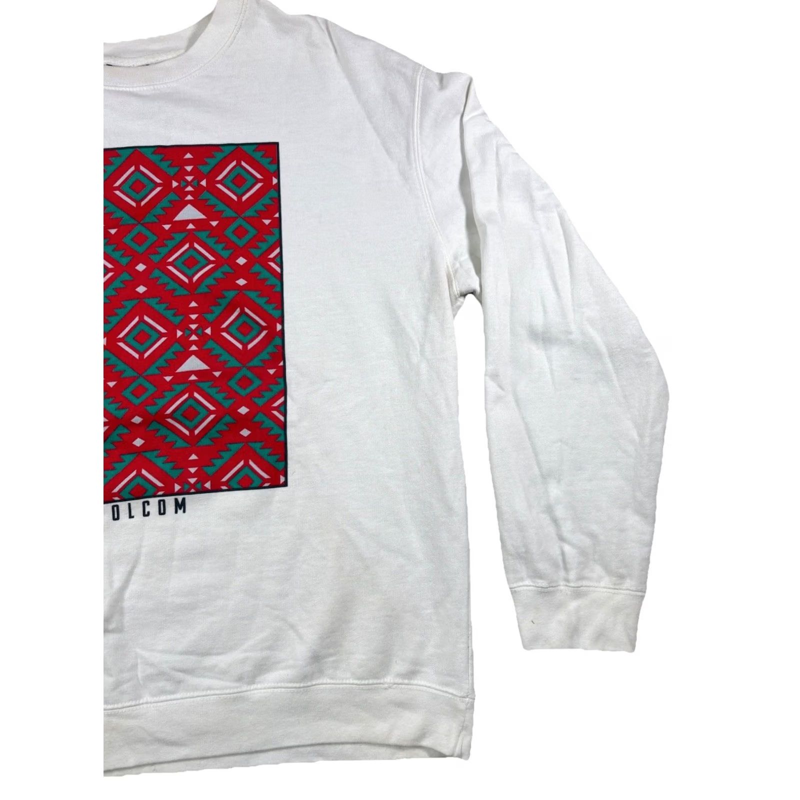 Volcom VINTAGE Volcom Sweatshirt Mens L Crew Neck Logo Graphic 90s Aztec USA Surf Skate Pullover White Size US L / EU 52-54 / 3 - 5 Thumbnail