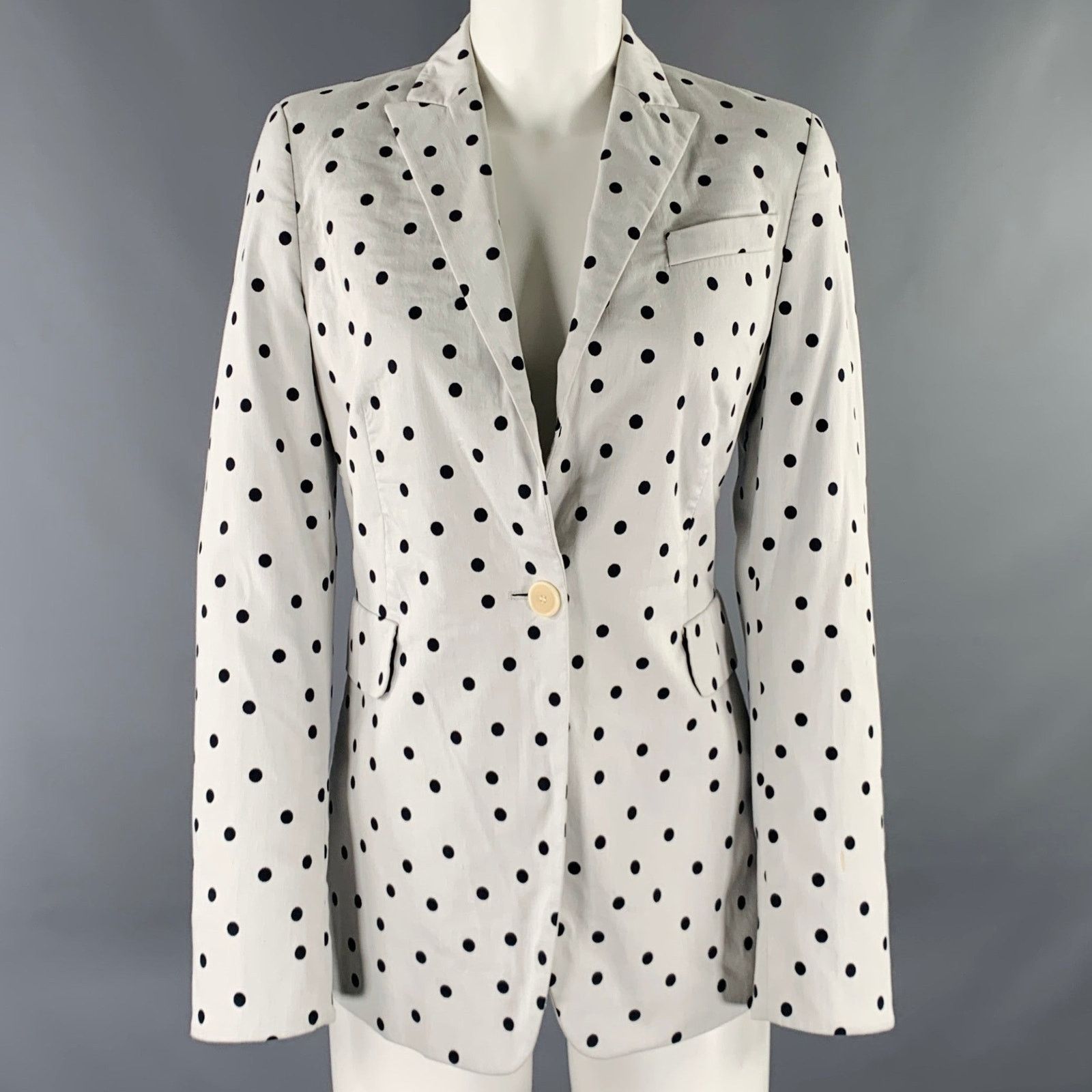 Akris AKRIS Size 8 White Black Cotton Blend Polka Dot Blazer Size M / US 6-8 / IT 42-44 - 1 Thumbnail