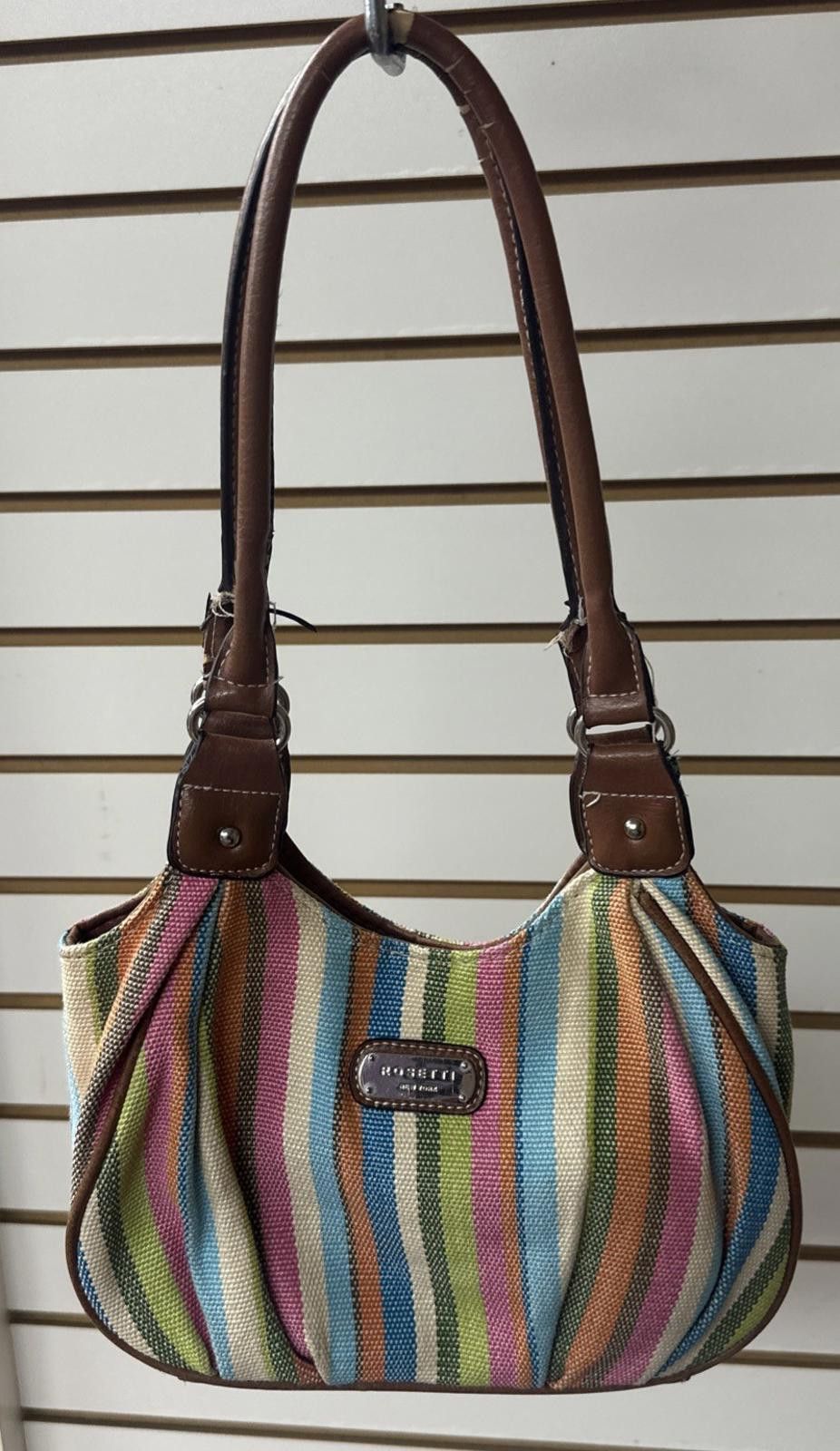 Fratelli Rossetti Rosetti Multicolor Striped Purse Handbag Brown Faux Leather Size ONE SIZE - 1 Thumbnail