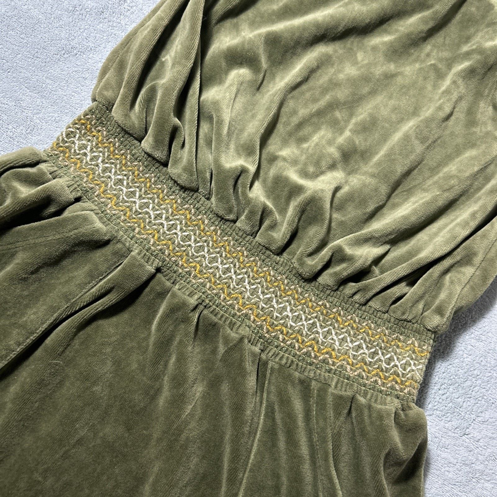 Mossimo Peplum Top Velour Dress Skirt One Piece Womens Medium Green Size 22" - 9 Thumbnail