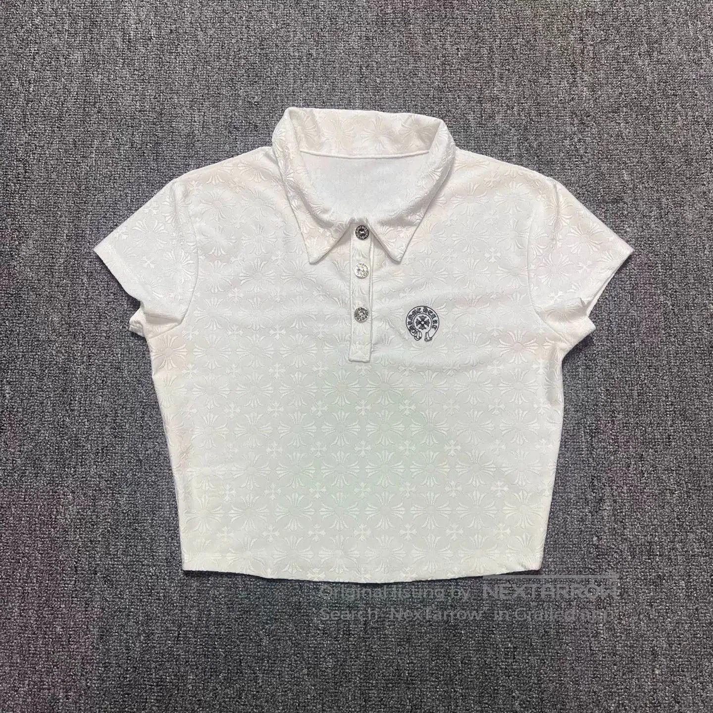 chrome hearts white printed short sleeve polo.