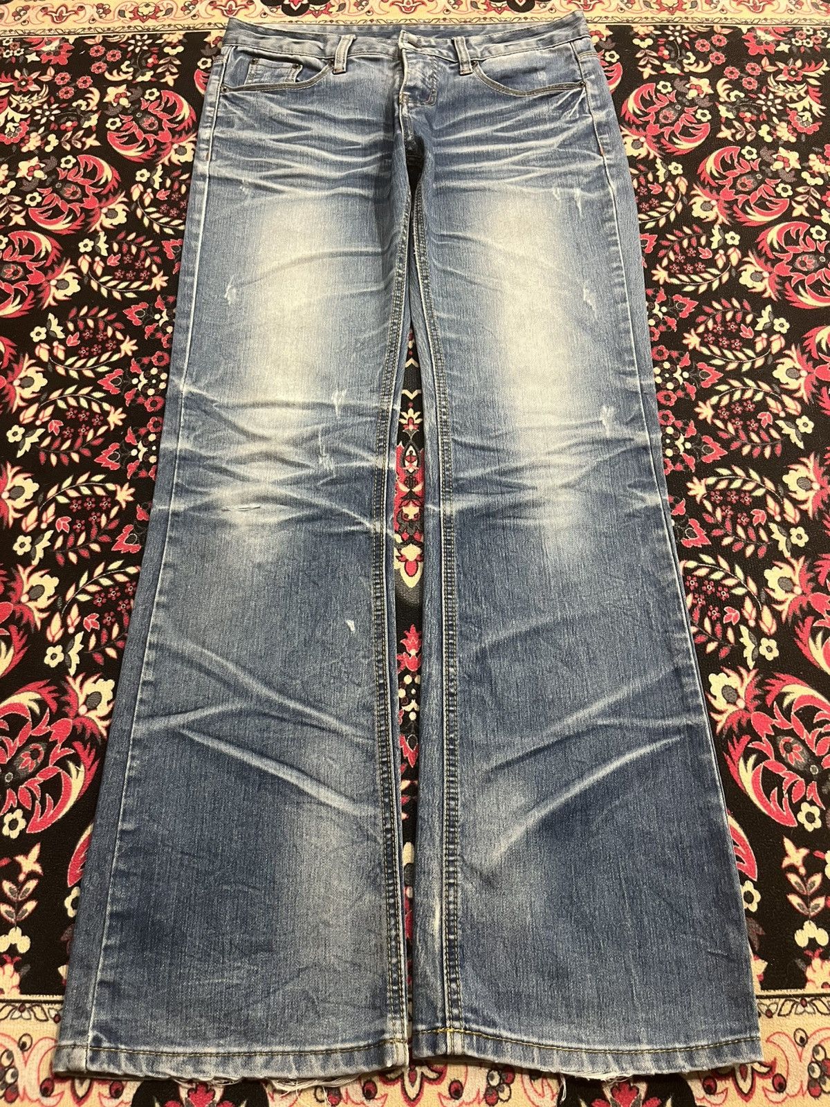 Tornado Mart ⚡️Flare⚡️Vintage Japanese Brand Ruby Denim Whisker Blue Jeans Size US 32 / EU 48 - 1 Thumbnail