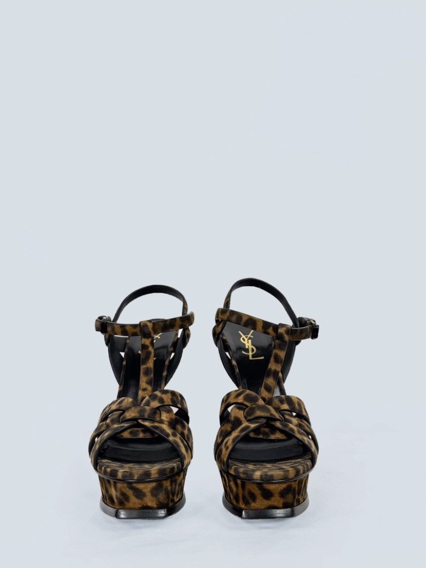 Yves Saint Laurent Yves Saint Laurent Tribute sandals in leopard-print suede Size US 8.5 / IT 38.5 - 2 Thumbnail