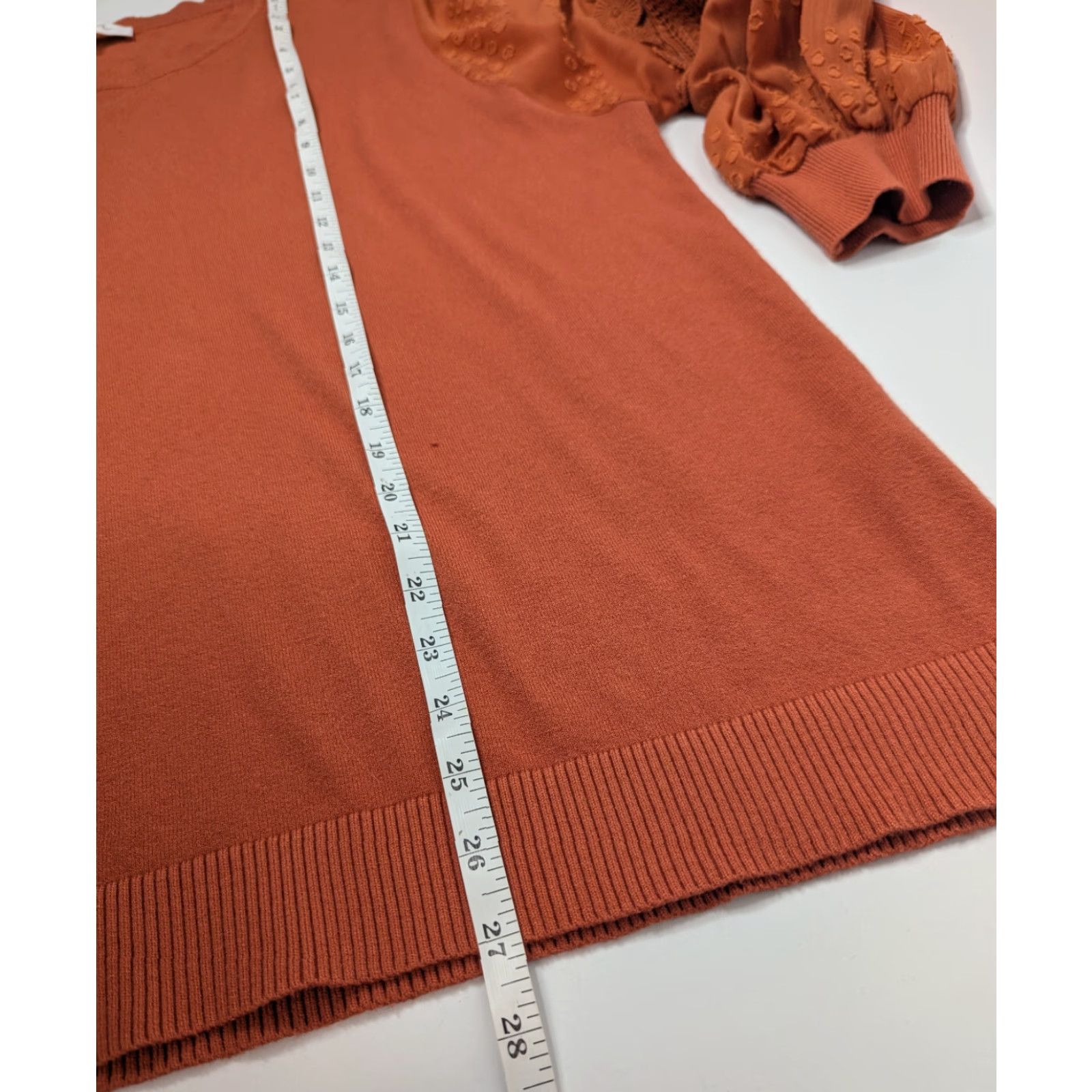 Vintage Sioni Sweater Women 2X Lace Bubble Sleeve Jumper Orange Lace Crochet Coquette Knit Pullover Crew Neck Blouson Sleeve Casual Fashion Size XXL / US 16-18 / IT 52-54 - 4 Thumbnail