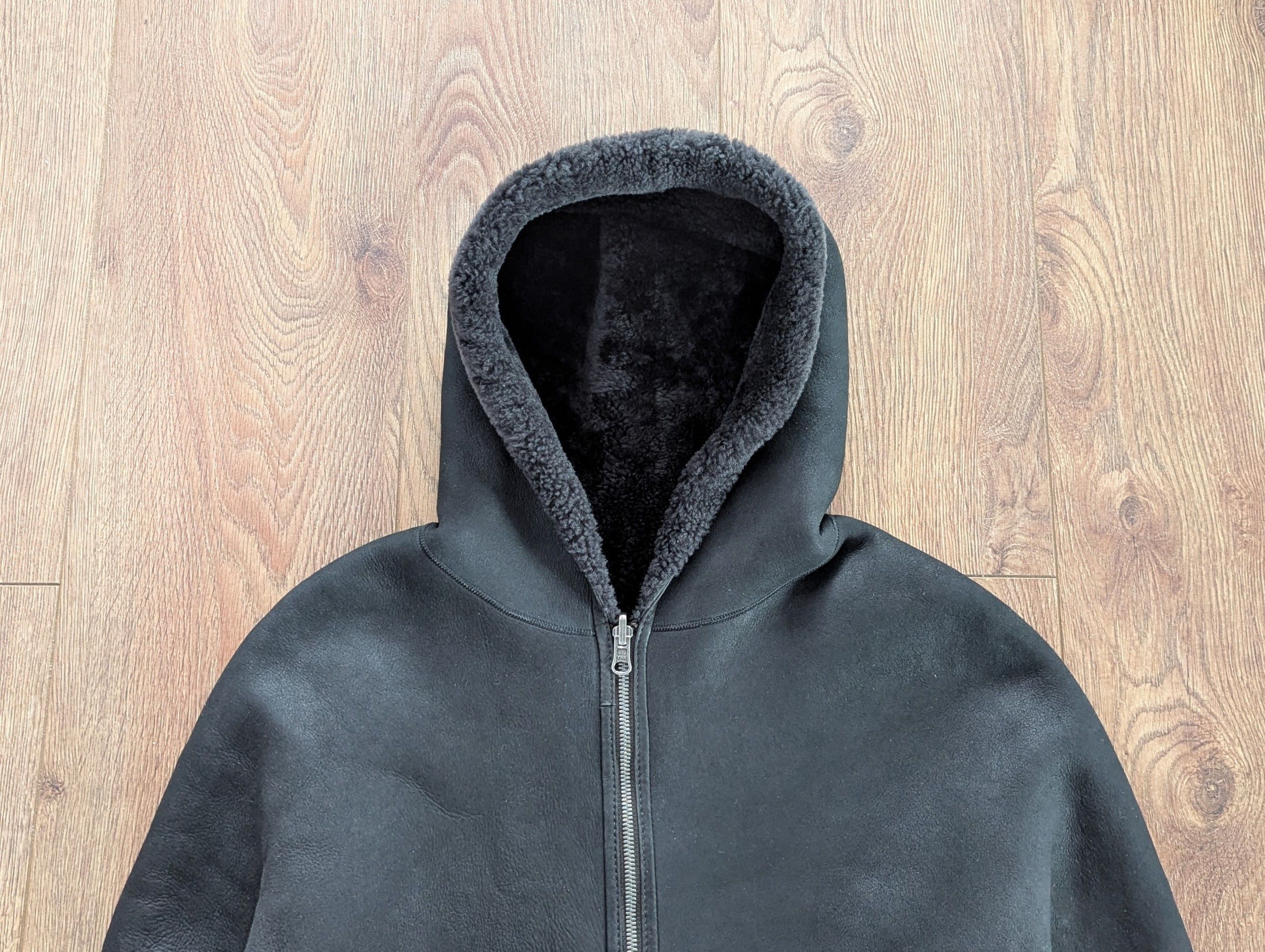 Leather VSP Women's Double Sided 100% Lamb Shearling Hooded Zip Coat Size L / US 10 / IT 46 - 3 Thumbnail