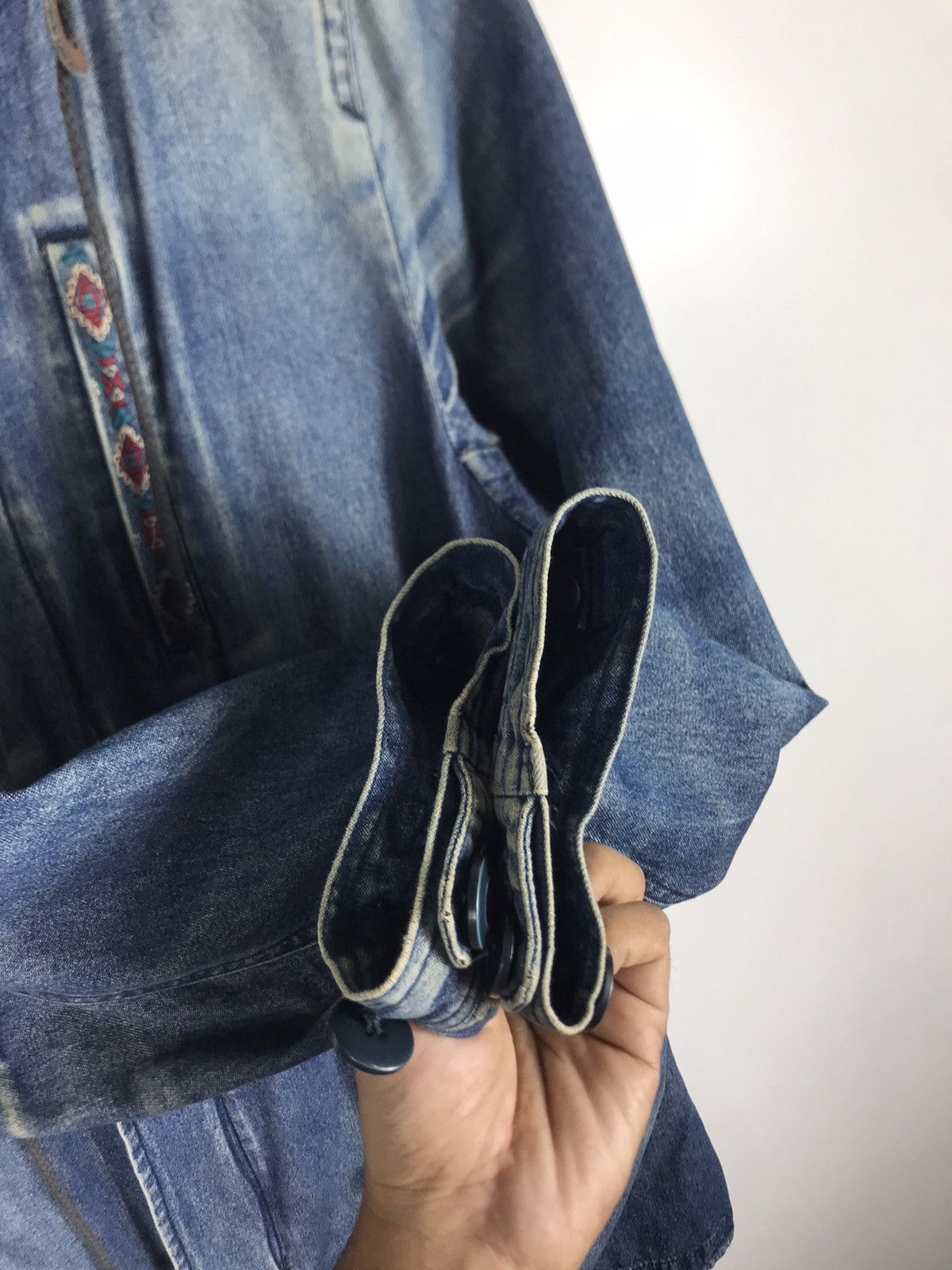 Japanese Brand ⚡️Titicaca Vintage Hooded Denim Ripped Parka Jacket Size M / US 6-8 / IT 42-44 - 8 Thumbnail