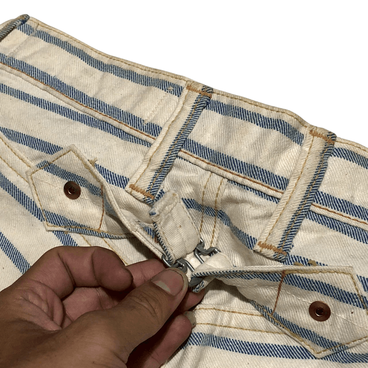 Kapital Kapital Striped Cropped Denim Pants Size US 28 / EU 44 - 6 Thumbnail