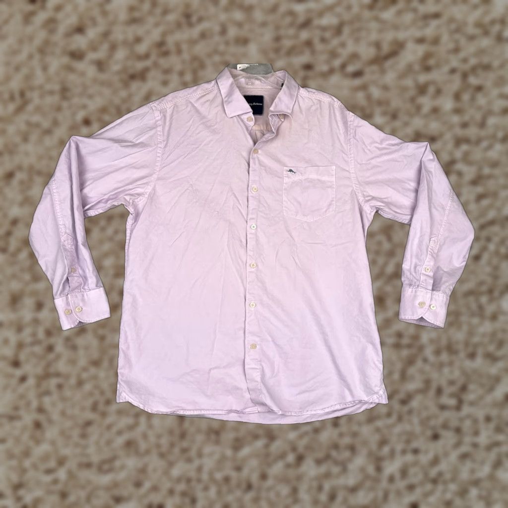 Tommy Bahama Tommy Bahama Shirt Men Large Purple Button Cotton Silk Blend Long Sleeve Casual Resort Hawaii Aloha 40 Chest Mens Size US L / EU 52-54 / 3 - 1 Thumbnail