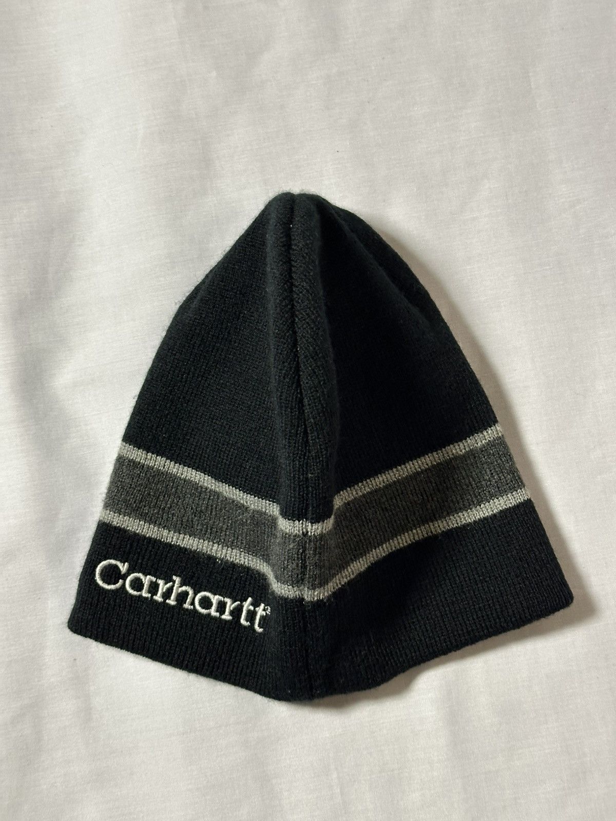 Carhartt Carhartt striped black and gray knit winter beanie hat. Size ONE SIZE - 4 Thumbnail