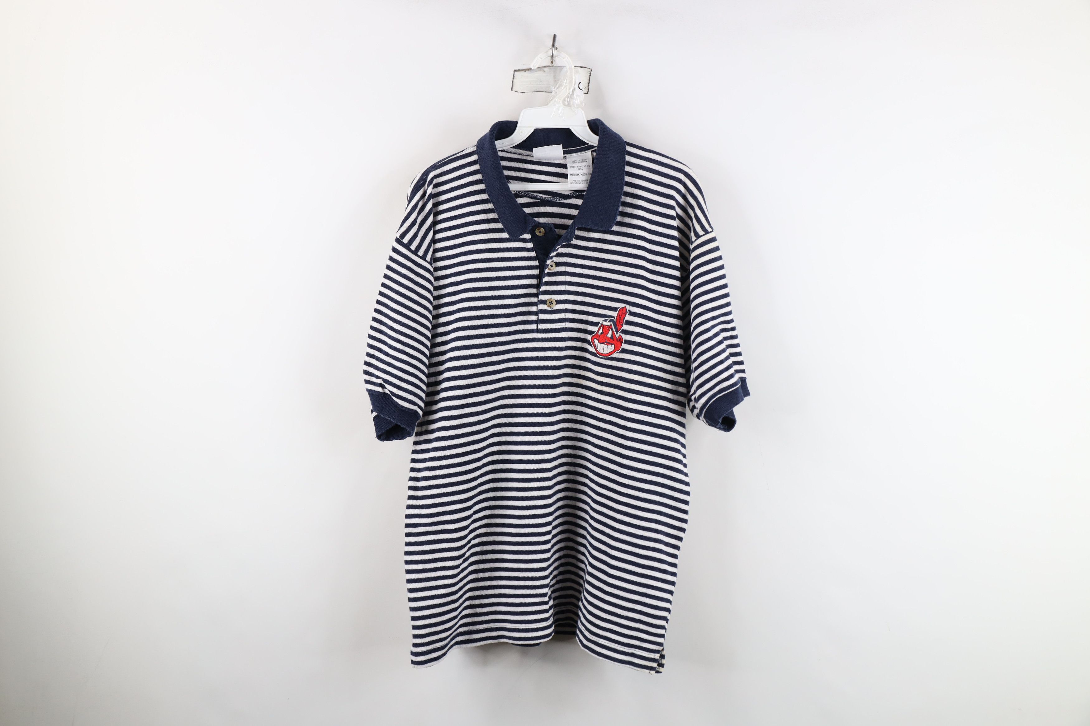 Vintage Vintage 90s Cleveland Indians Baseball Polo Shirt Striped Size US M / EU 48-50 / 2 - 1 Thumbnail