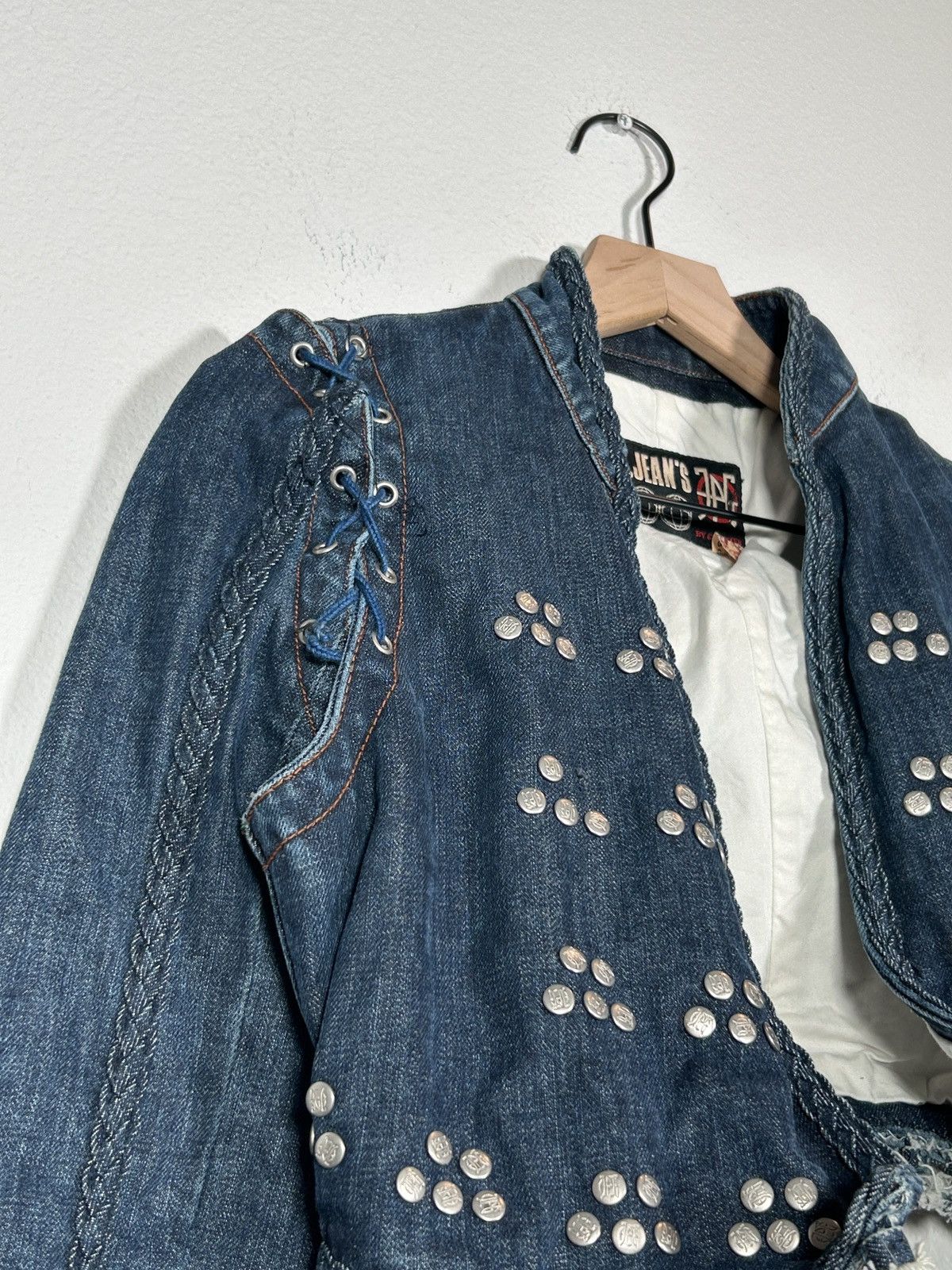 Jean Paul Gaultier 90’s Denim Lace Up Rivet Cropped Jean Jacket Size S / US 4 / IT 40 - 3 Thumbnail