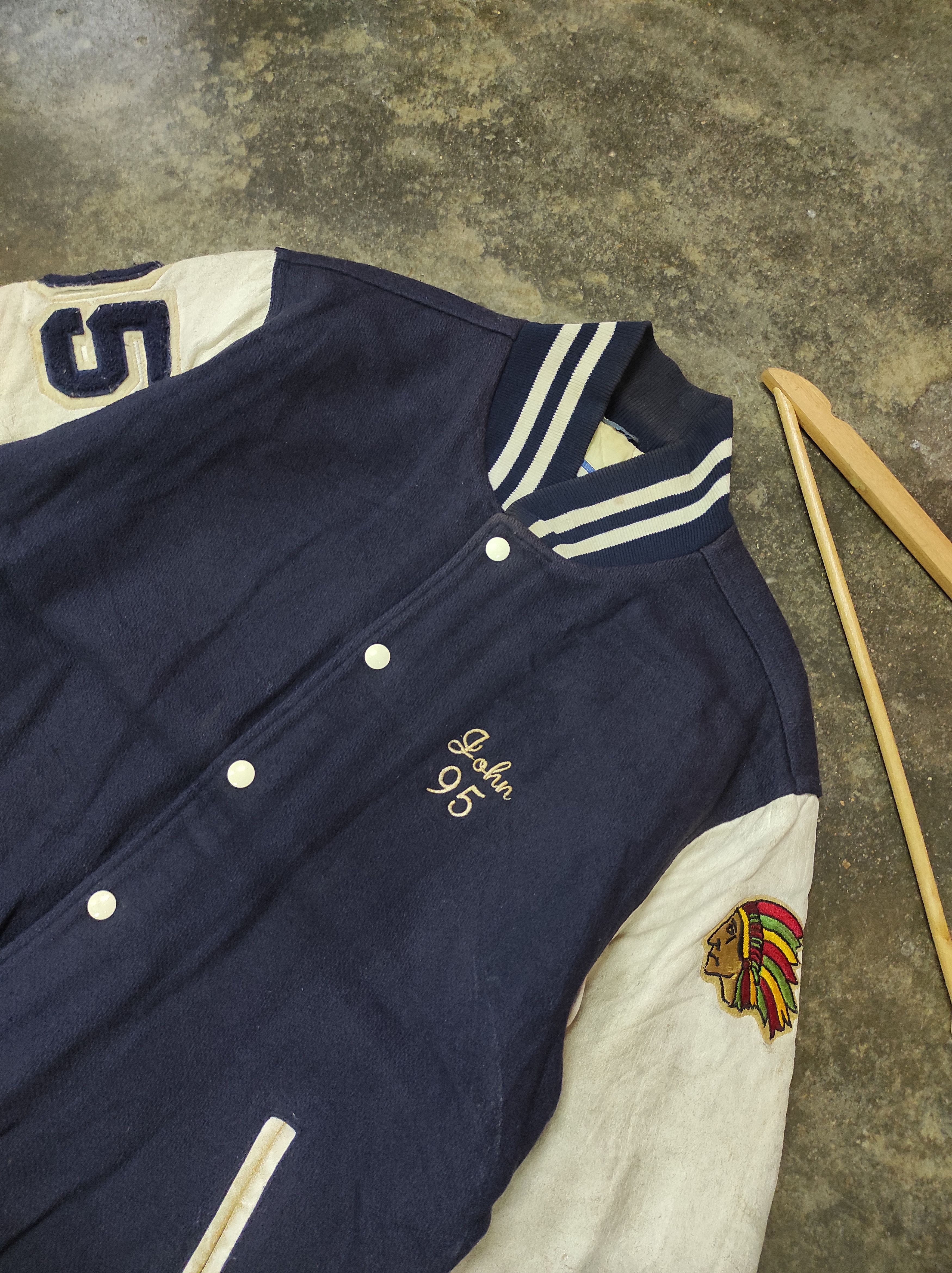 Rennoc × Vintage RENNOC WARRIORS FOOTBALL JOHN 95 VTG WOOL VARSITY JACKET Size US L / EU 52-54 / 3 - 4 Thumbnail