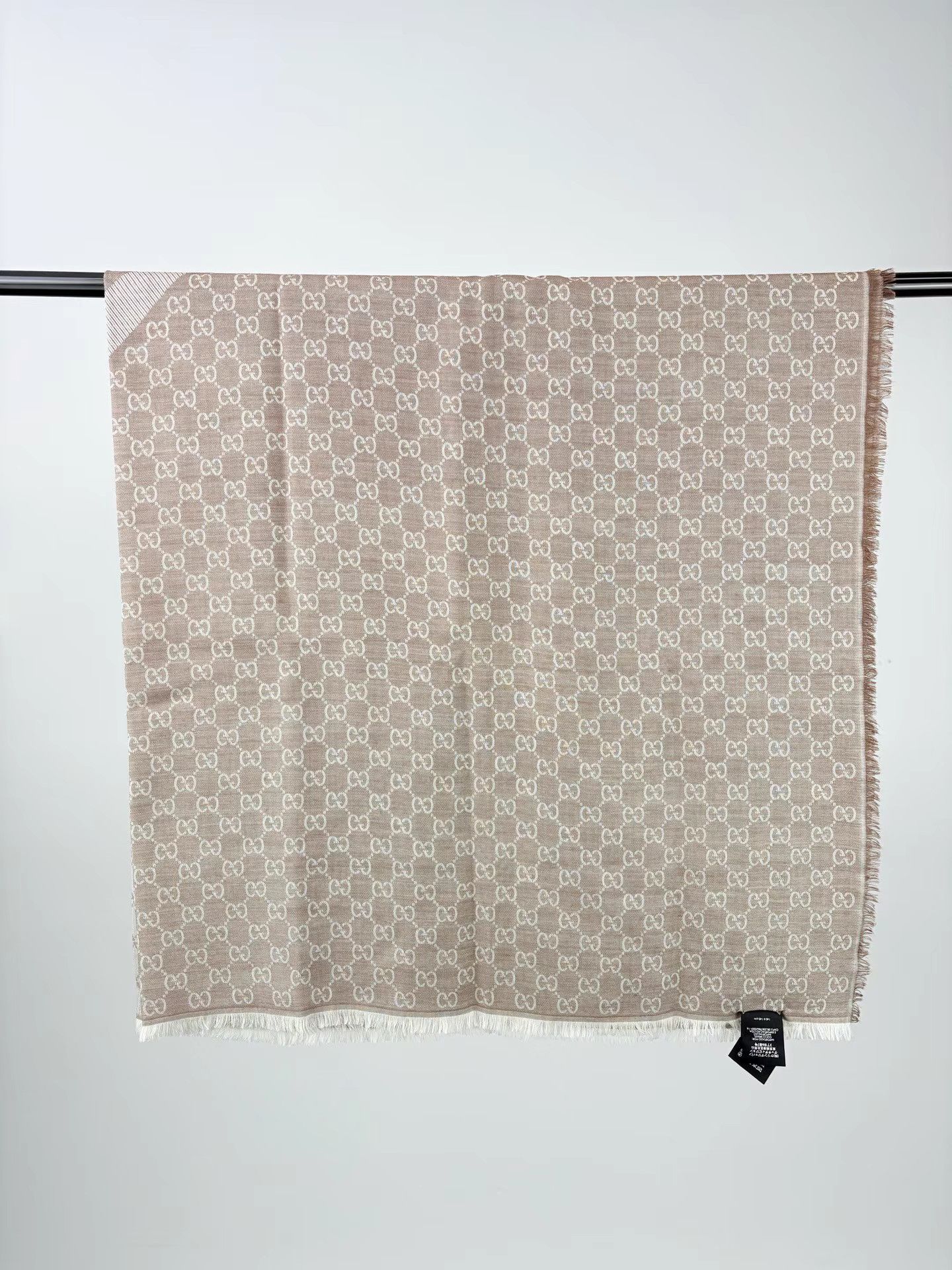 GUCCI GG Monogram All-Over Logo Fringed Square Scarf/Shawl