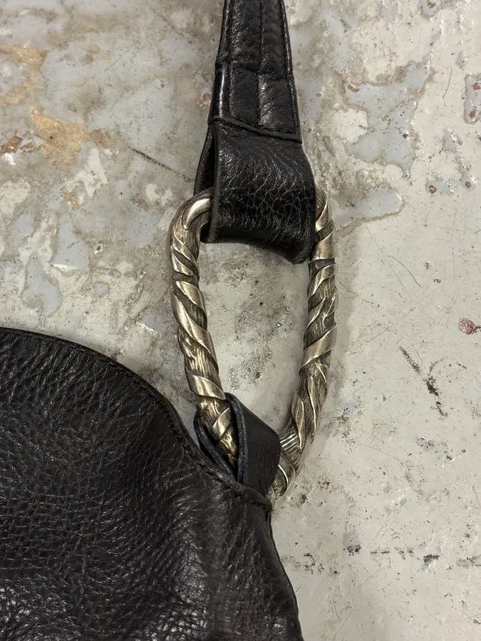 Roberto Cavalli Roberto Cavalli Feather Black Grained Leather Handle Bag Size ONE SIZE - 6 Thumbnail