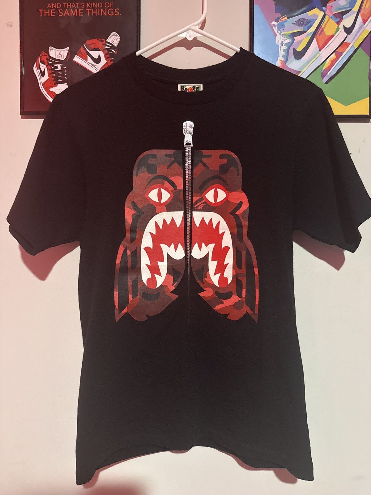 Bathing Ape (BAPE) Tiger Shark Graphic Tee Black Red