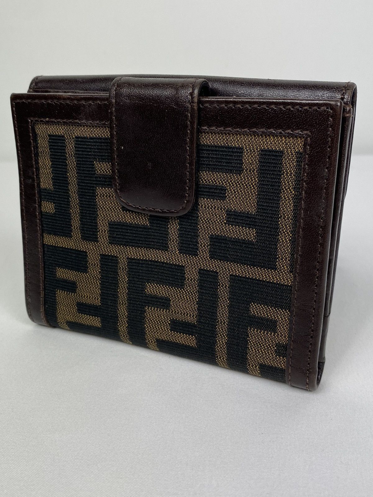 Fendi Zucca Monogram leather bifold wallet