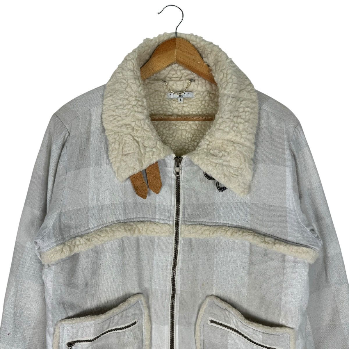 Japanese Brand ☀️BURNOUT STRIPED SHERPA WINTER JACKET Size US L / EU 52-54 / 3 - 6 Thumbnail