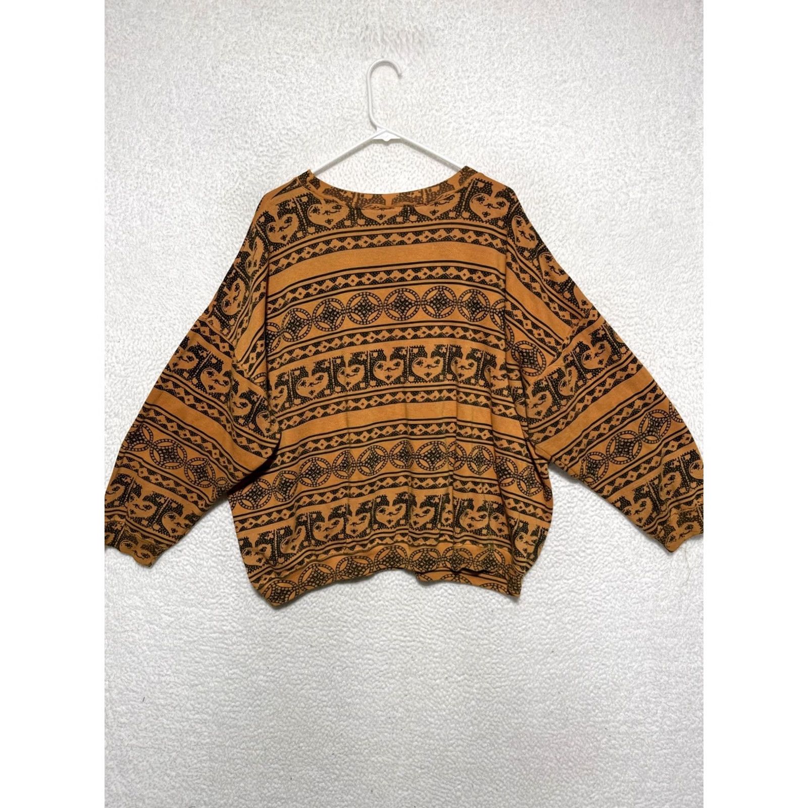 Gloverall VINTAGE Venezia Sportswear Sweatshirt Women’s 3XL All Over Print Crewneck 90s Orange Size XXL / US 16-18 / IT 52-54 - 3 Thumbnail