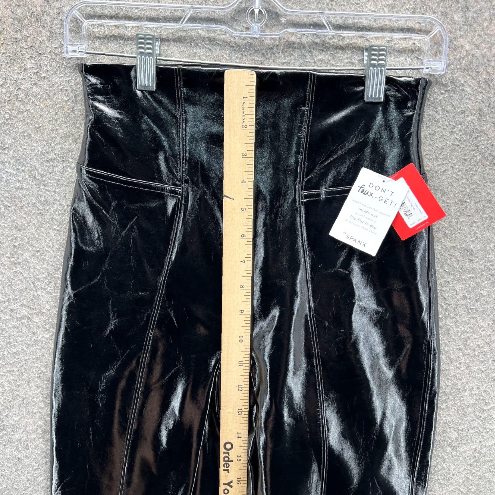 Spanx Spanx Pants Womens Small Black Faux Patent Leather Leggings High Rise Shaping Size 28" / US 6 / IT 42 - 6 Thumbnail