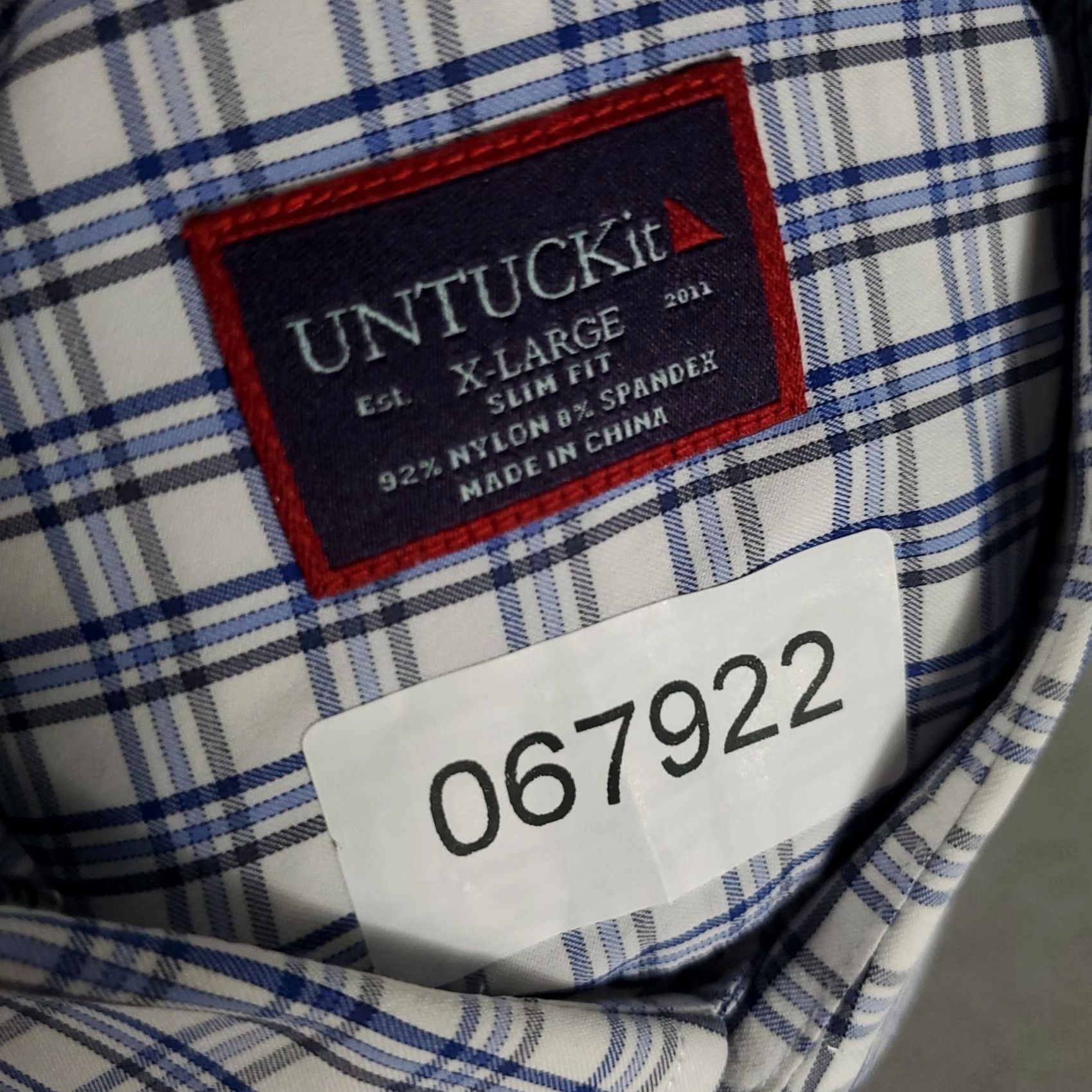 UNTUCKit UNTUCKit Shirt Mens XL Blue Plaid Nylon Stretch Button Up Long Sleeve Size US XL / EU 56 / 4 - 7 Thumbnail