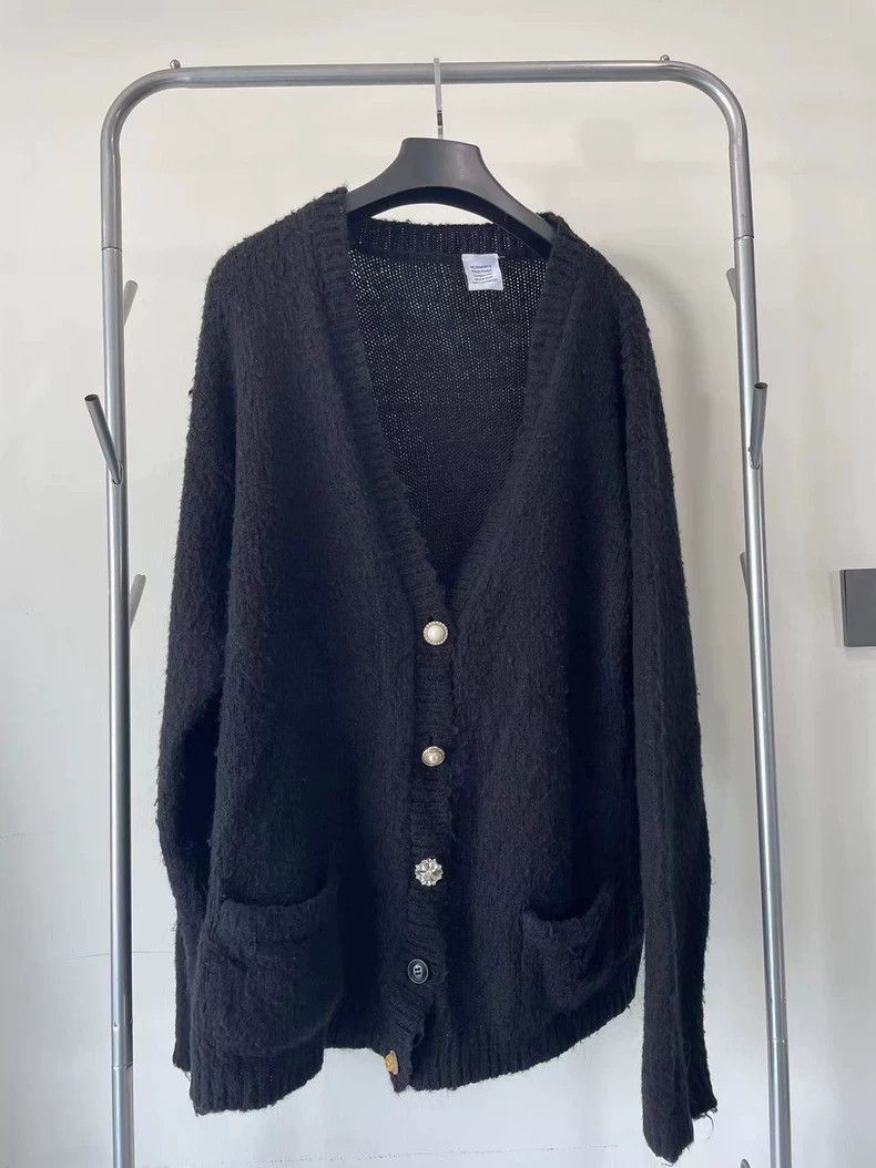 Vetements Unisex black oversized cardigan 19 diamond wool