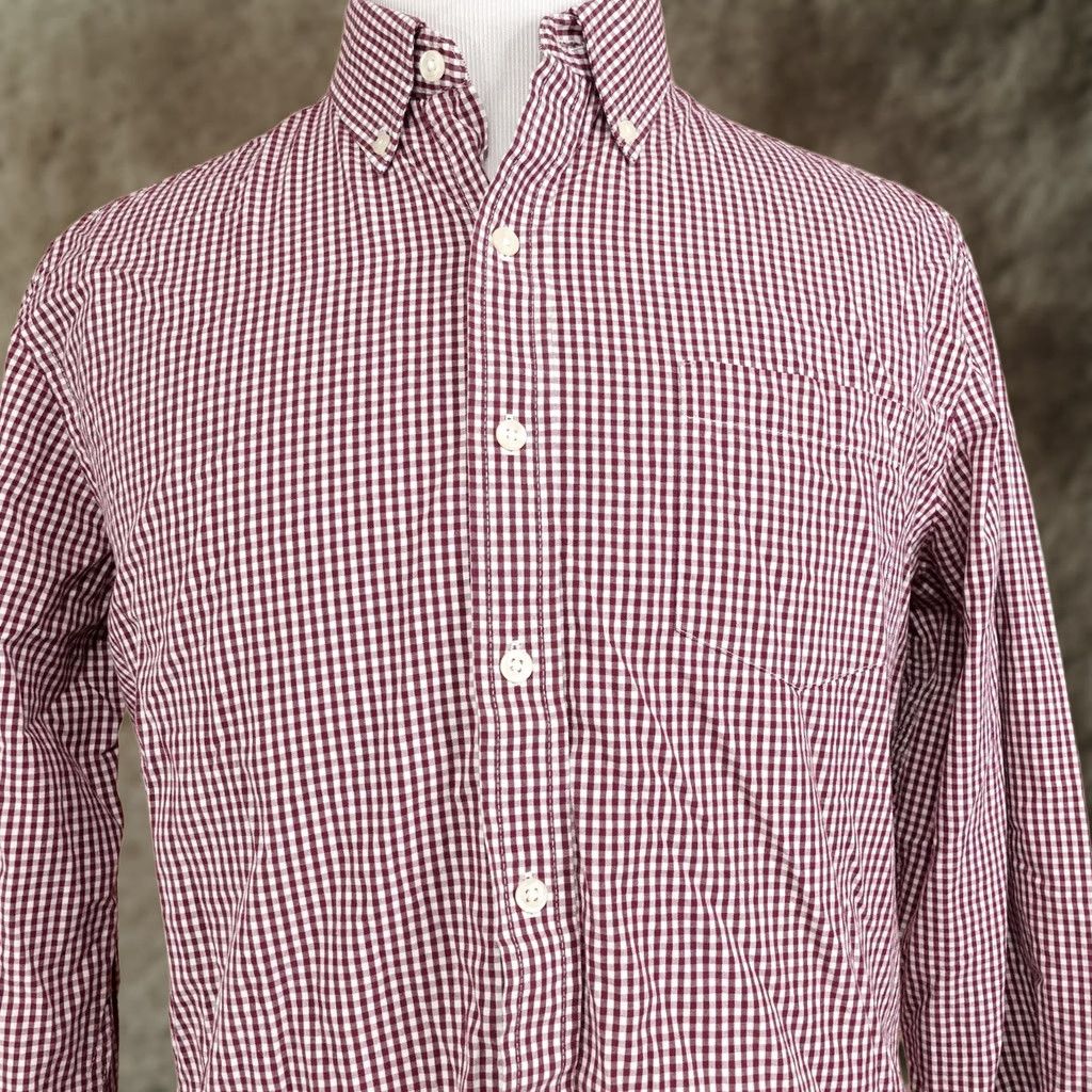 Izod IZOD Shirt Mens L Red Check Long Sleeve Button-Up Slim Fit Collared Pocket Size US L / EU 52-54 / 3 - 1 Thumbnail